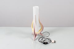 Mid-Century A. Campi (attr.) Tischlampe aus glasierter Keramik und Glas, Italien, 50er Jahre