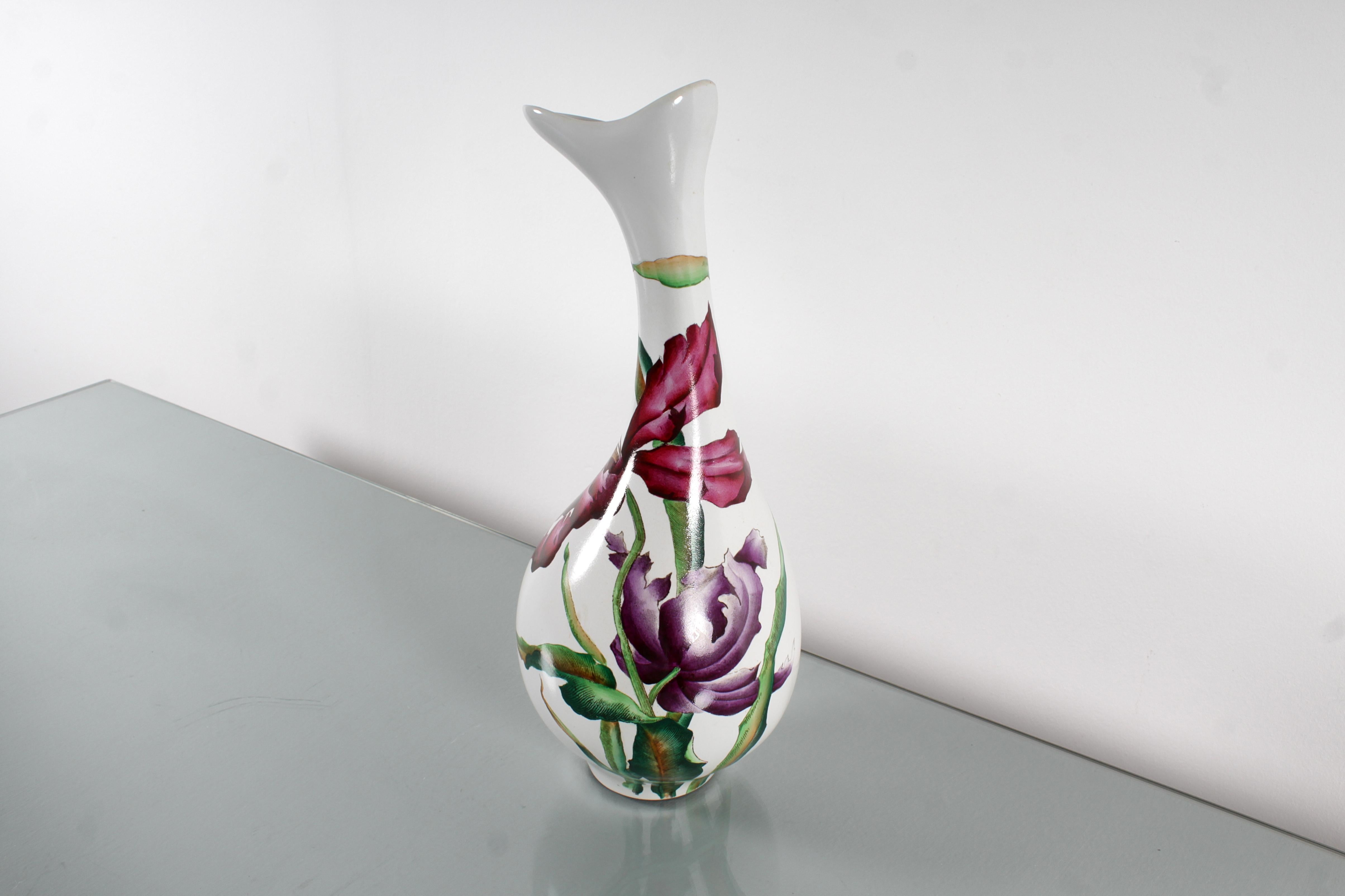 Mitte des Jahrhunderts A. Campi für Lavenia (SCI Laveno) Handglasierte Keramikvase 50er Jahre Italien (Italienisch) im Angebot