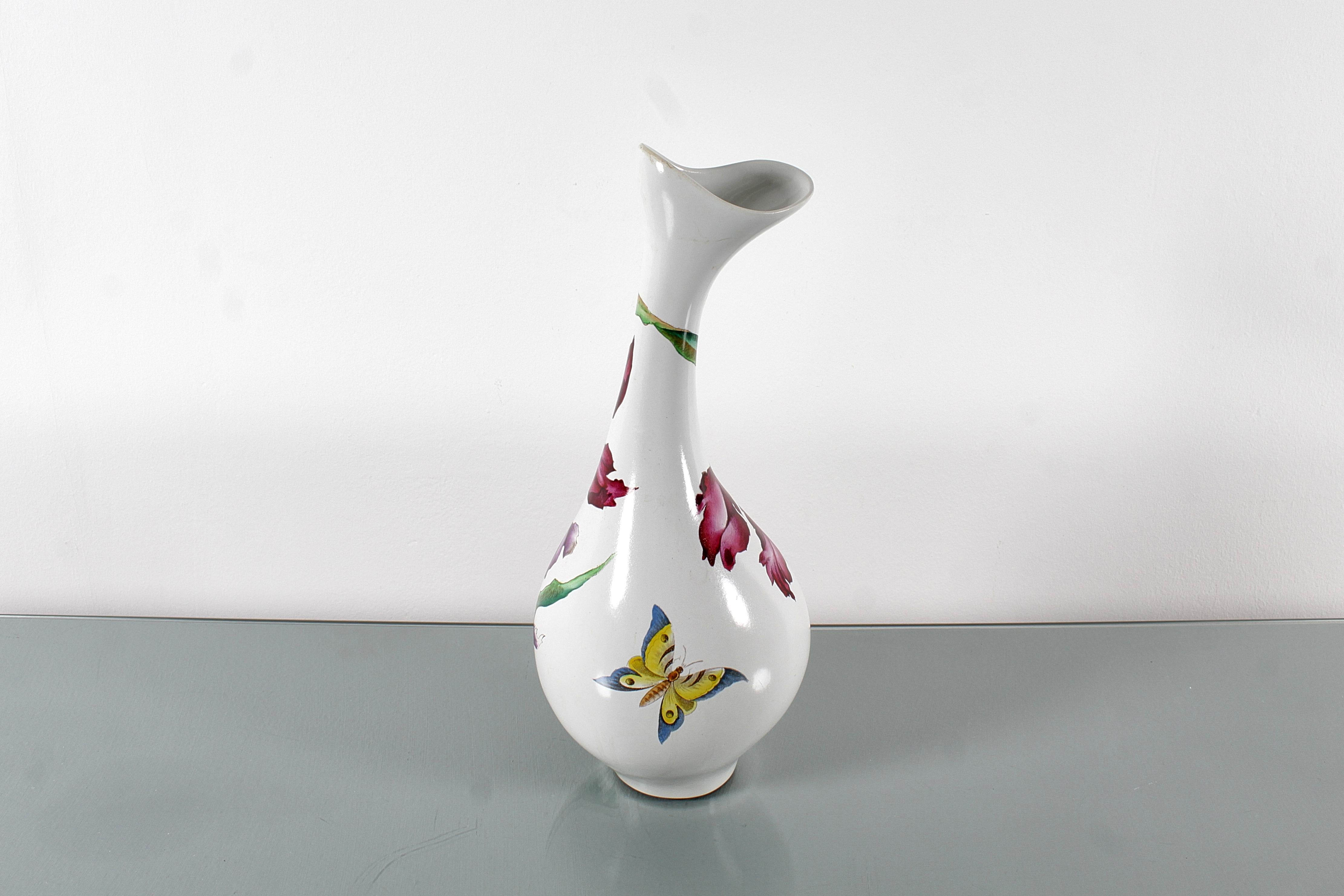 Mitte des Jahrhunderts A. Campi für Lavenia (SCI Laveno) Handglasierte Keramikvase 50er Jahre Italien im Angebot 1