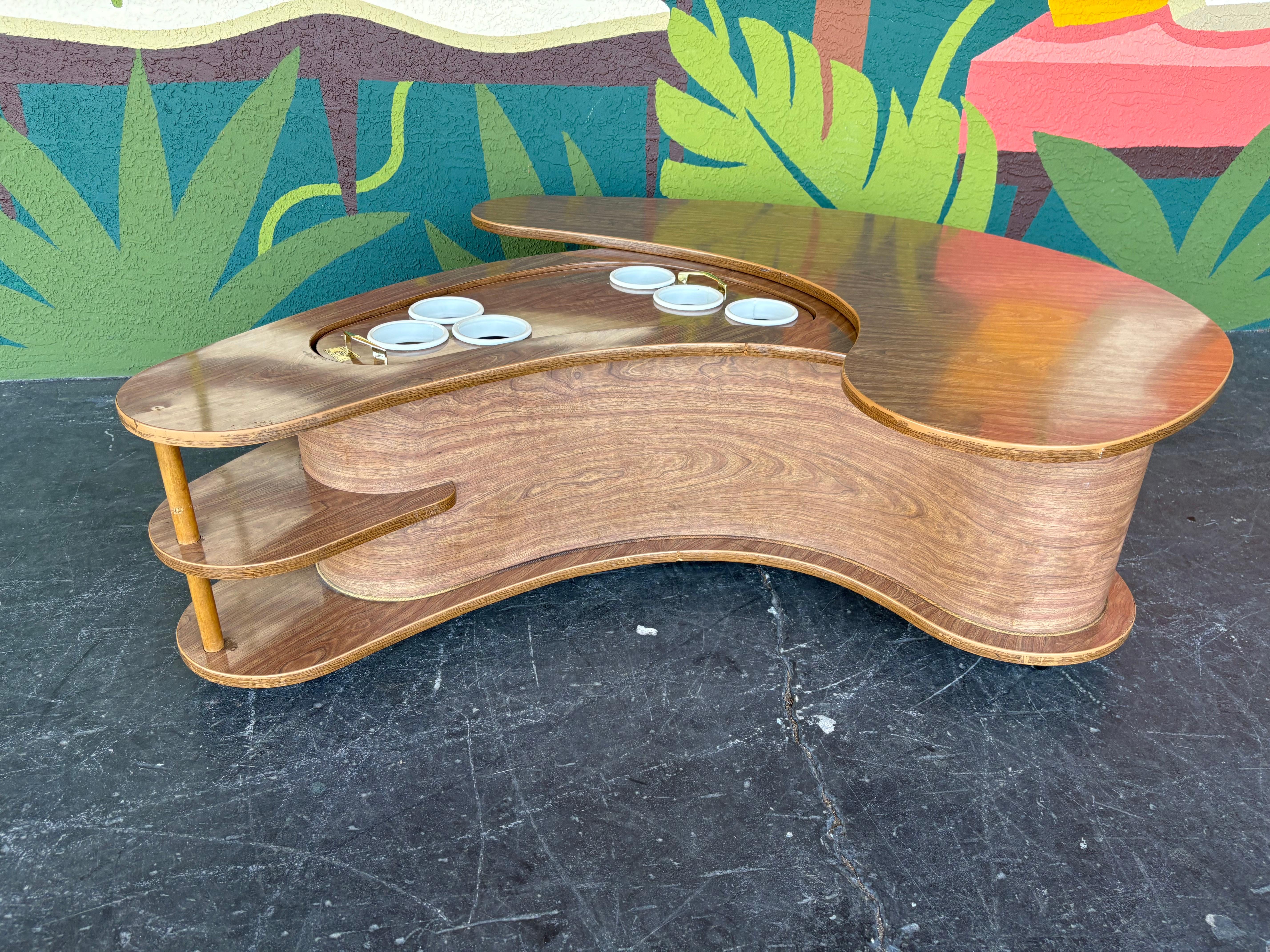 Mid-Century Modern Mid Century A. H. Stock Grand Server Boomerang Bar Cart Coffee Table c.1960’s