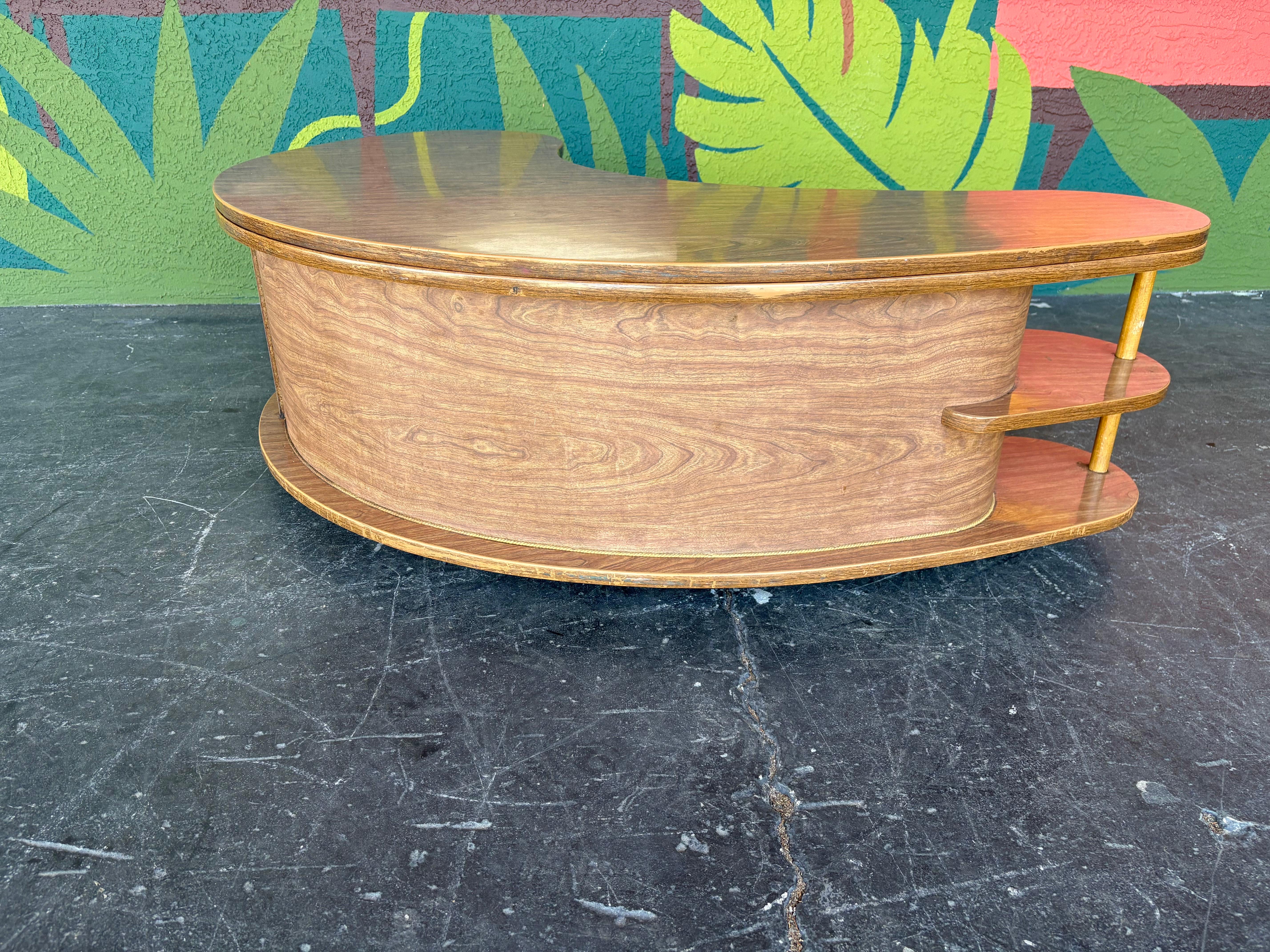 20th Century Mid Century A. H. Stock Grand Server Boomerang Bar Cart Coffee Table c.1960’s