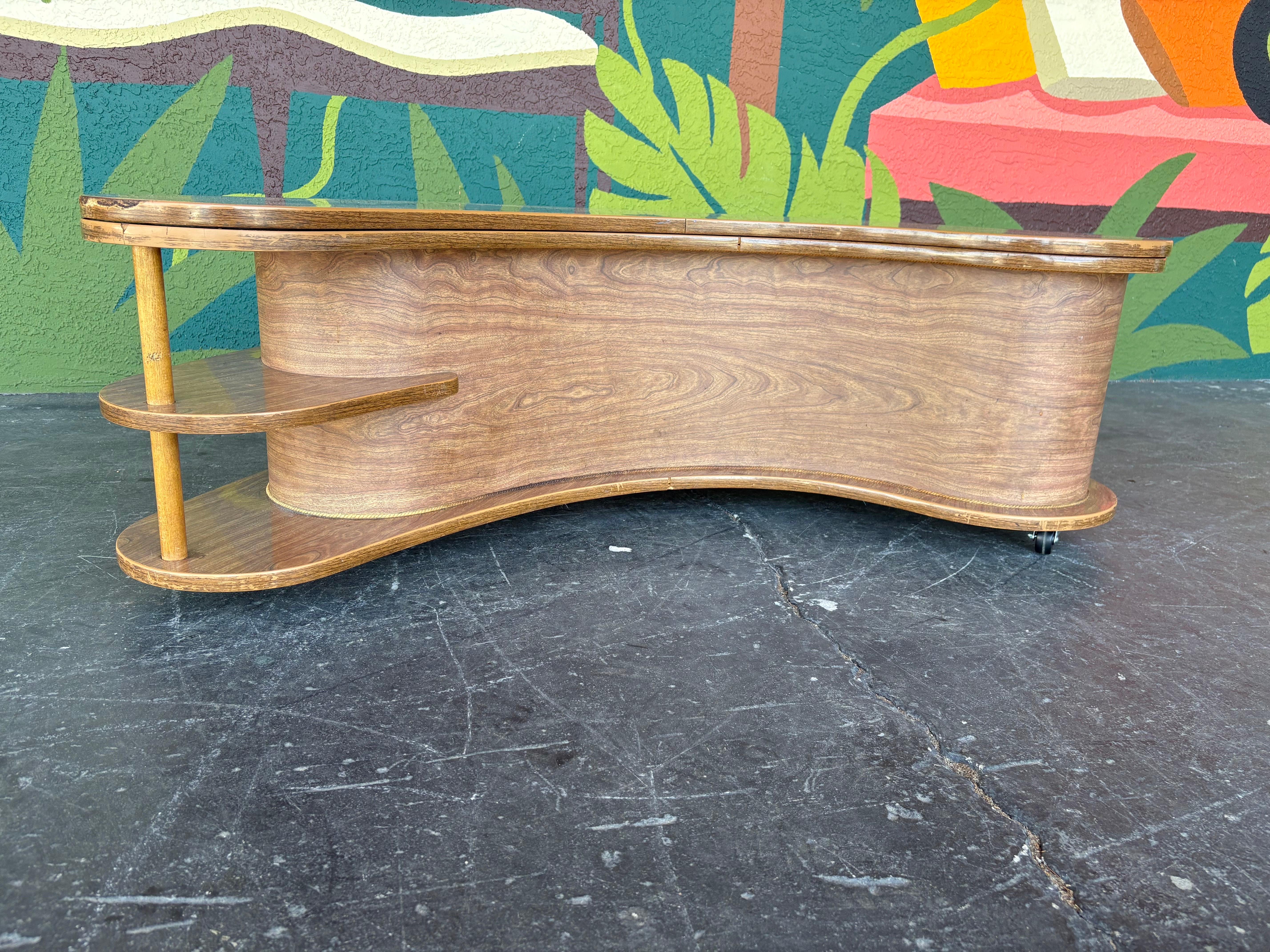 Mid Century A. H. Stock Grand Server Boomerang Bar Cart Coffee Table c.1960’s 1