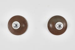Mid-Century A. Mangiarotti Style Set of 2 Turned Bronze Wall Lamps 60s Italy