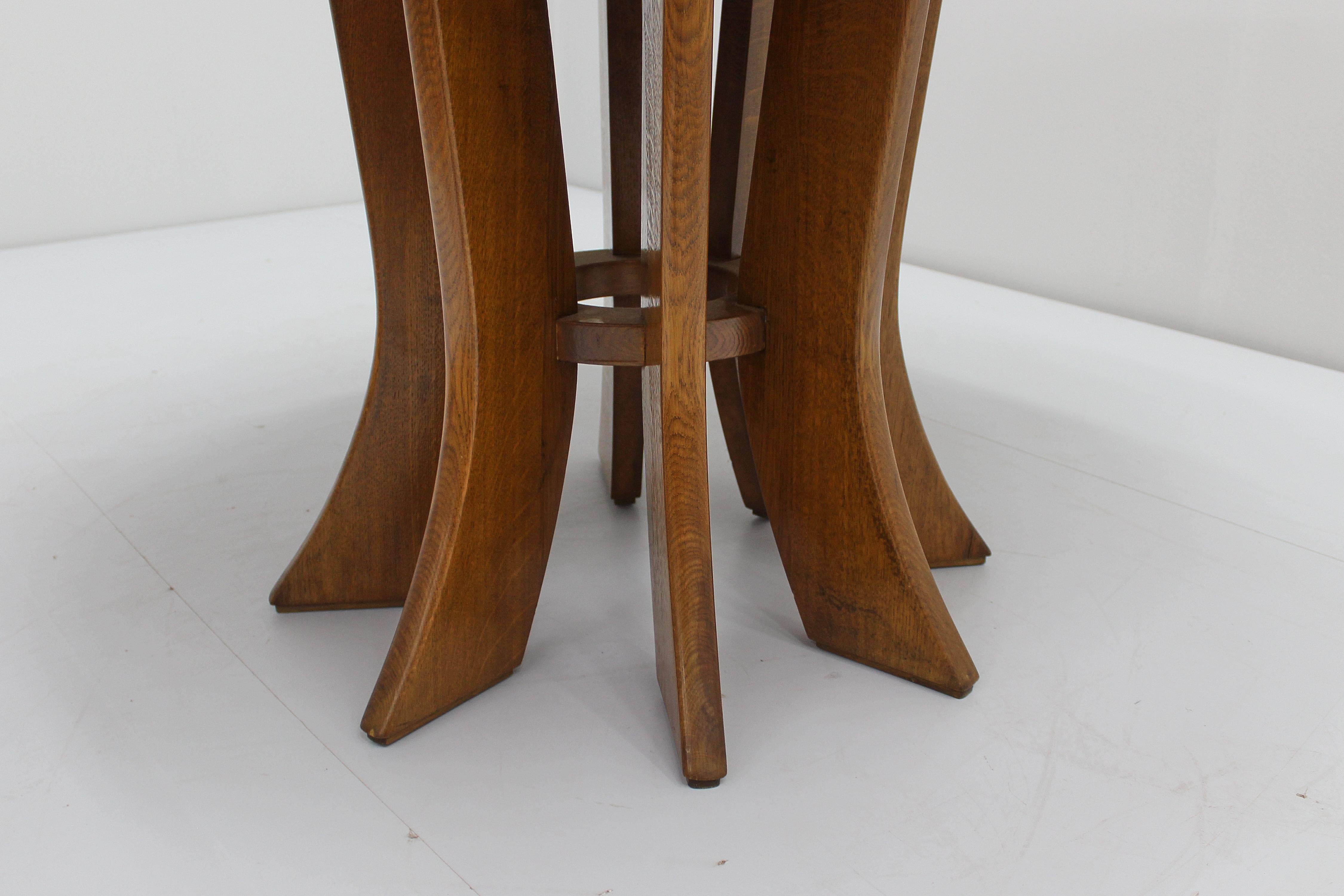 Mid-Century A. Mangiarotti style Wooden Round Diner Table 70s Italy For Sale 3