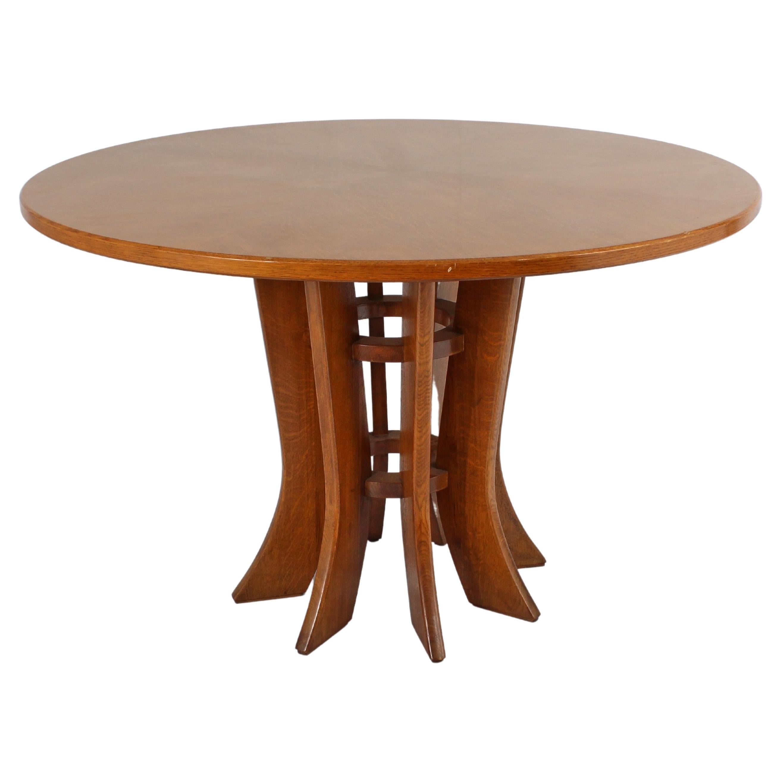 Mid-Century A. Mangiarotti style Wooden Round Diner Table 70s Italy For Sale