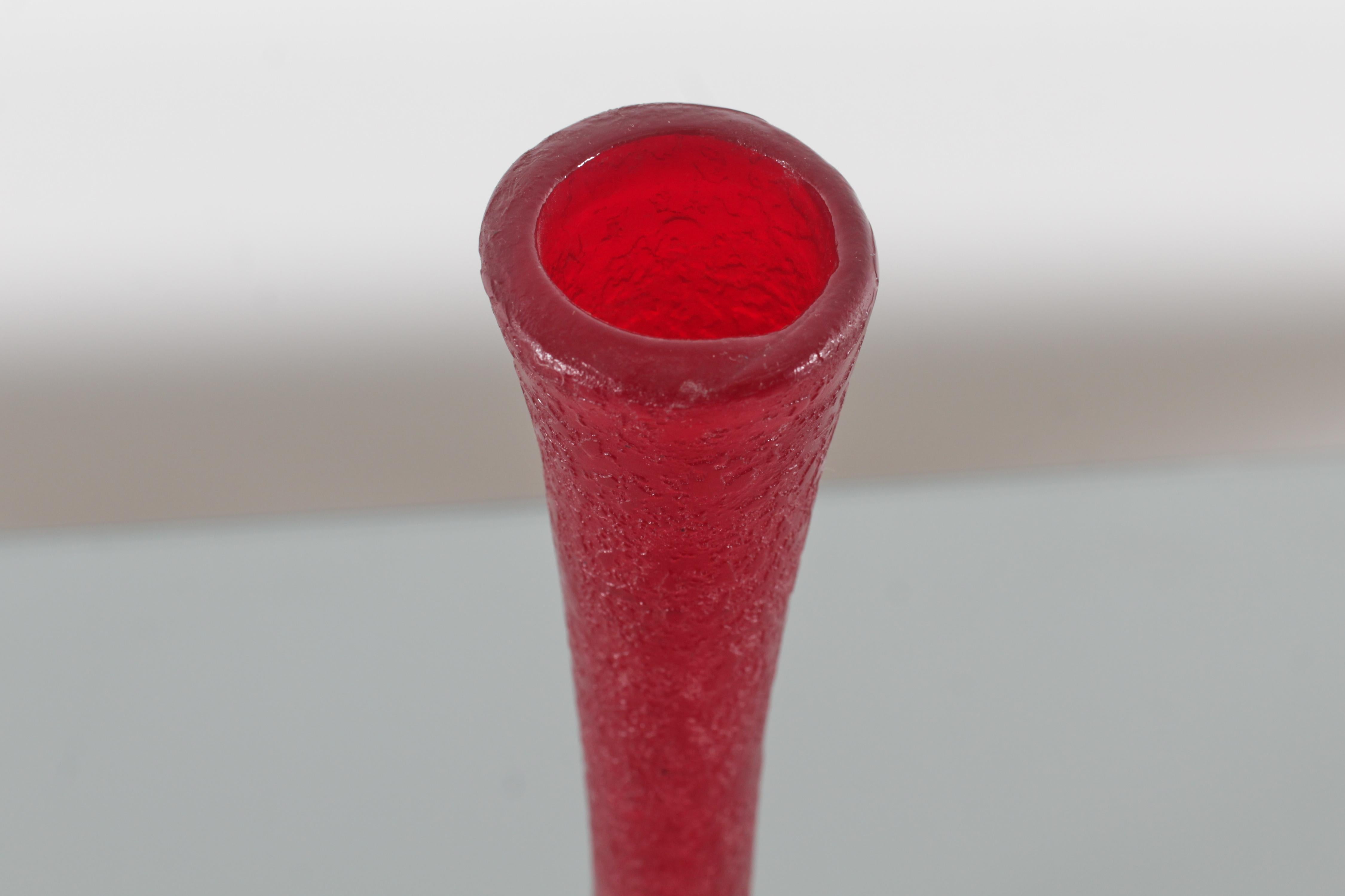 Vaso a fiore singolo in vetro di Murano rosso di metà secolo A. Seguso (attr.) 60s Italy in vendita 6