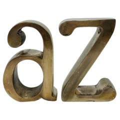 Mid Century A to Z Brushed Steel Bookends