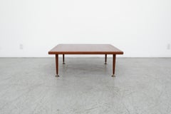 Mid-Century A.A. Patijn Square Teak Coffee Table with Self Leveling Brass Feet