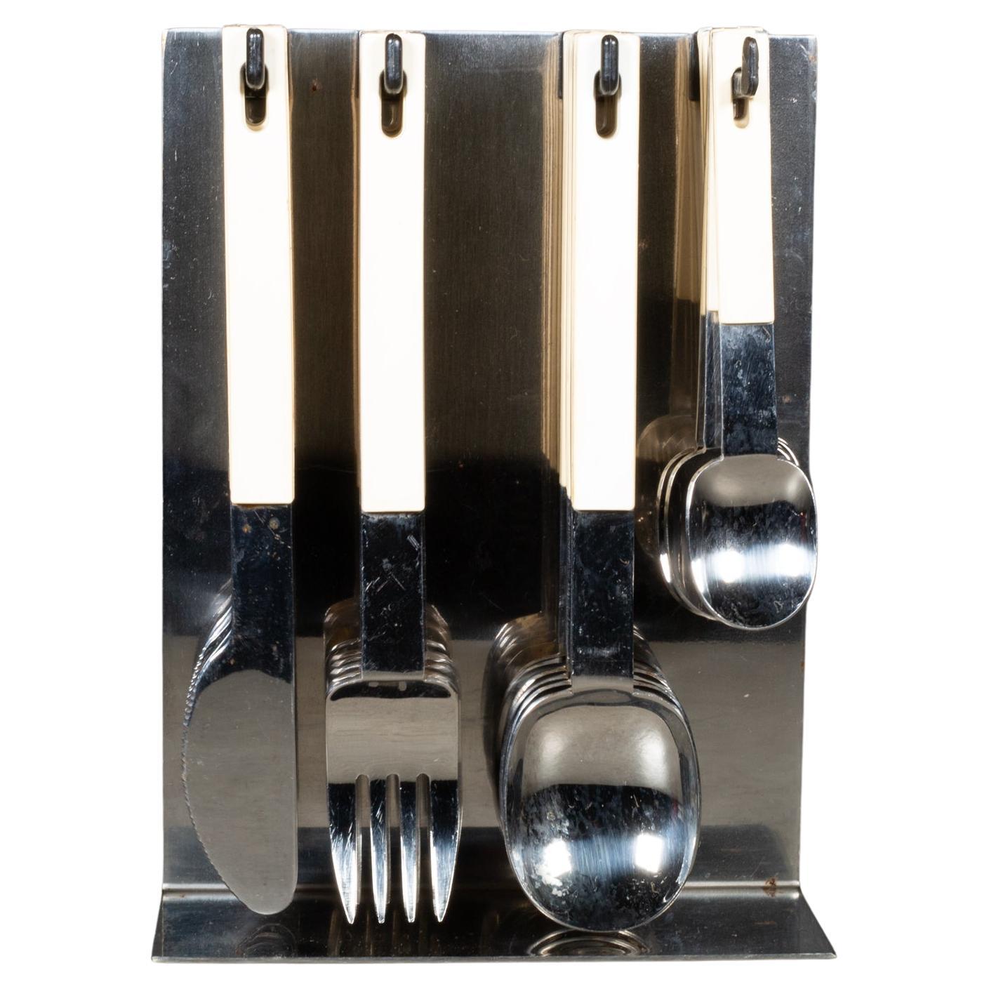 Mid-century Abert Nicrosil Cutlery and Stand, Italy c.1970