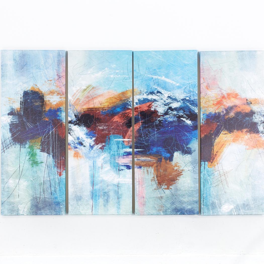 Mid-Century Modern Mid Century Abstract 4 Panel Hanging Wall Art For Sale