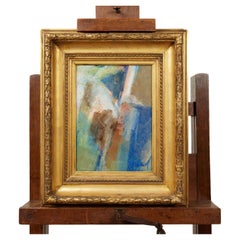 Antique Mid Century Modern Abstract Art, (blue, green, brown)