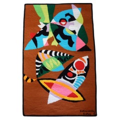 Vintage Mid-Century Abstract Brazil Textile Art Tapestry by Kennedy Bahia, circa 1960's