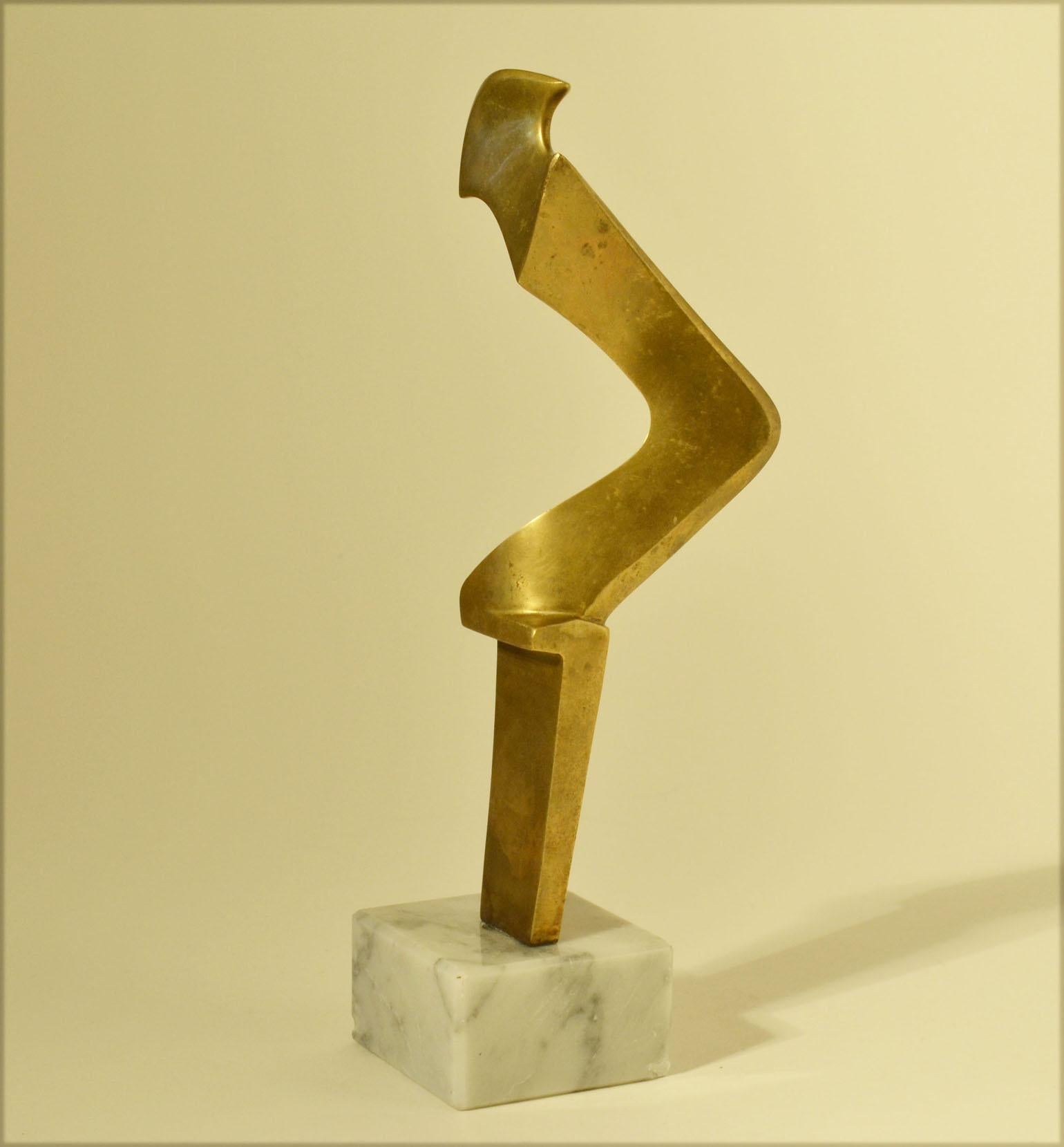 Mid-Century Modern Mid Century Abstract Bronze Sculpture on Marble Base