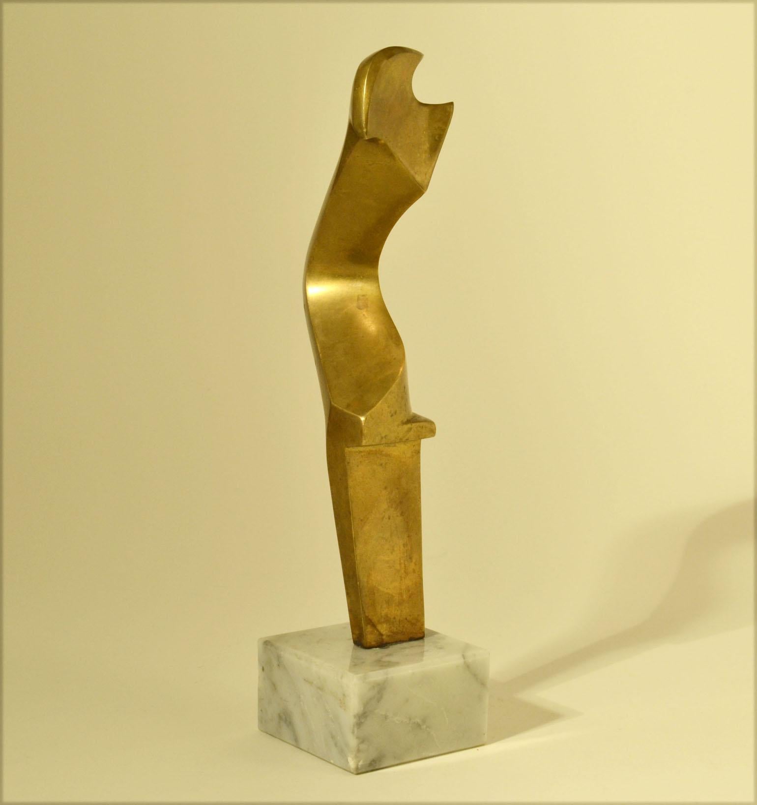 Cast Mid Century Abstract Bronze Sculpture on Marble Base