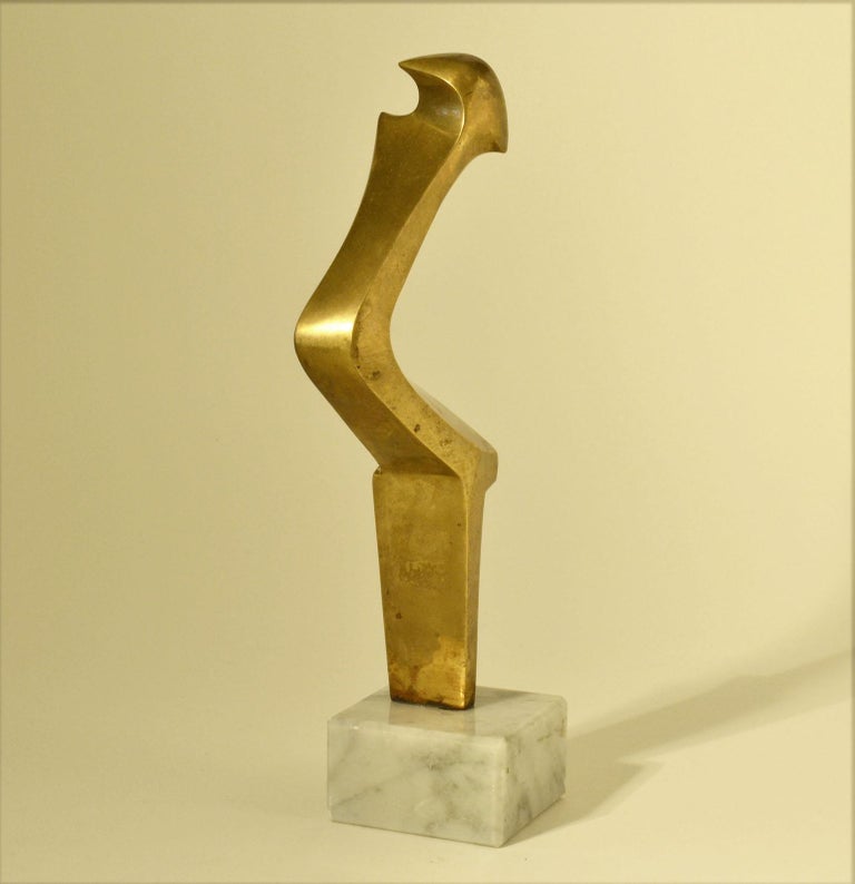 Mid Century Abstract Bronze Sculpture on Marble Base at 1stDibs