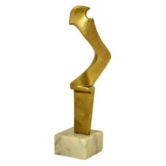 Mid Century Abstract Bronze Sculpture on Marble Base