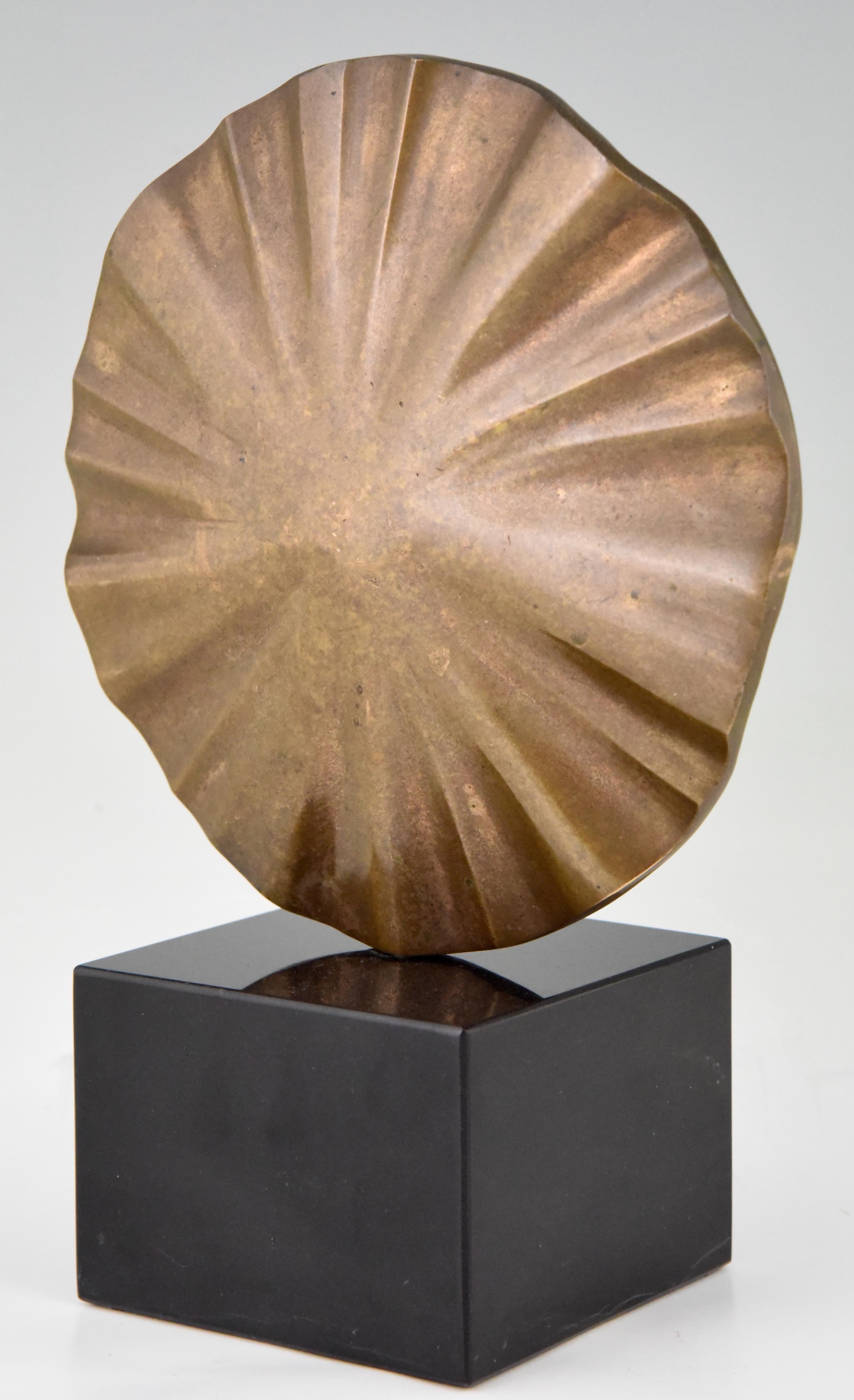 Patinated Midcentury Abstract Bronze Sculpture Claudio Capotondi  Italy  1979