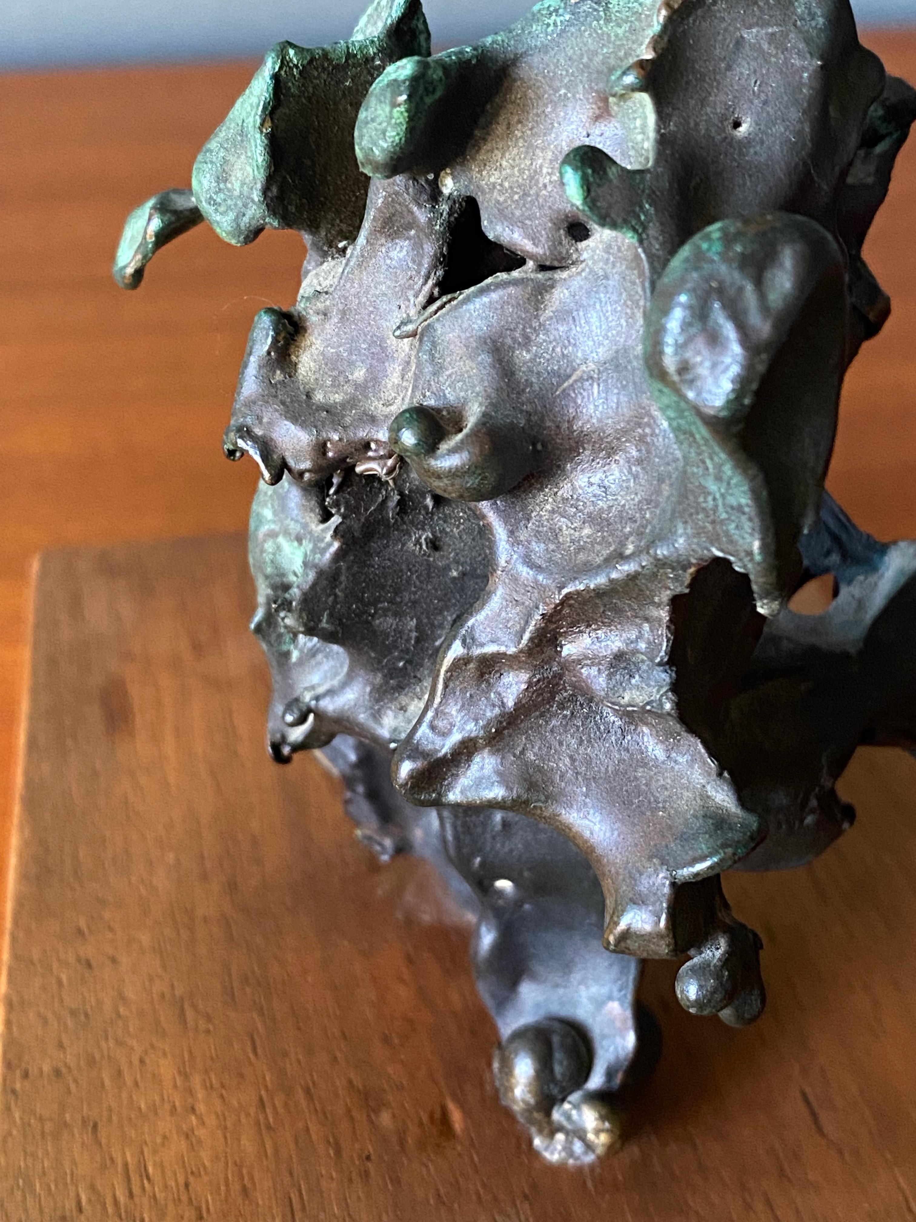 North American Mid Century Abstract Bronze Sculpture on Stand, circa 1965