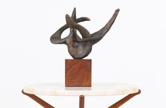 Midcentury Abstract Bronze Sculpture on Wood Base