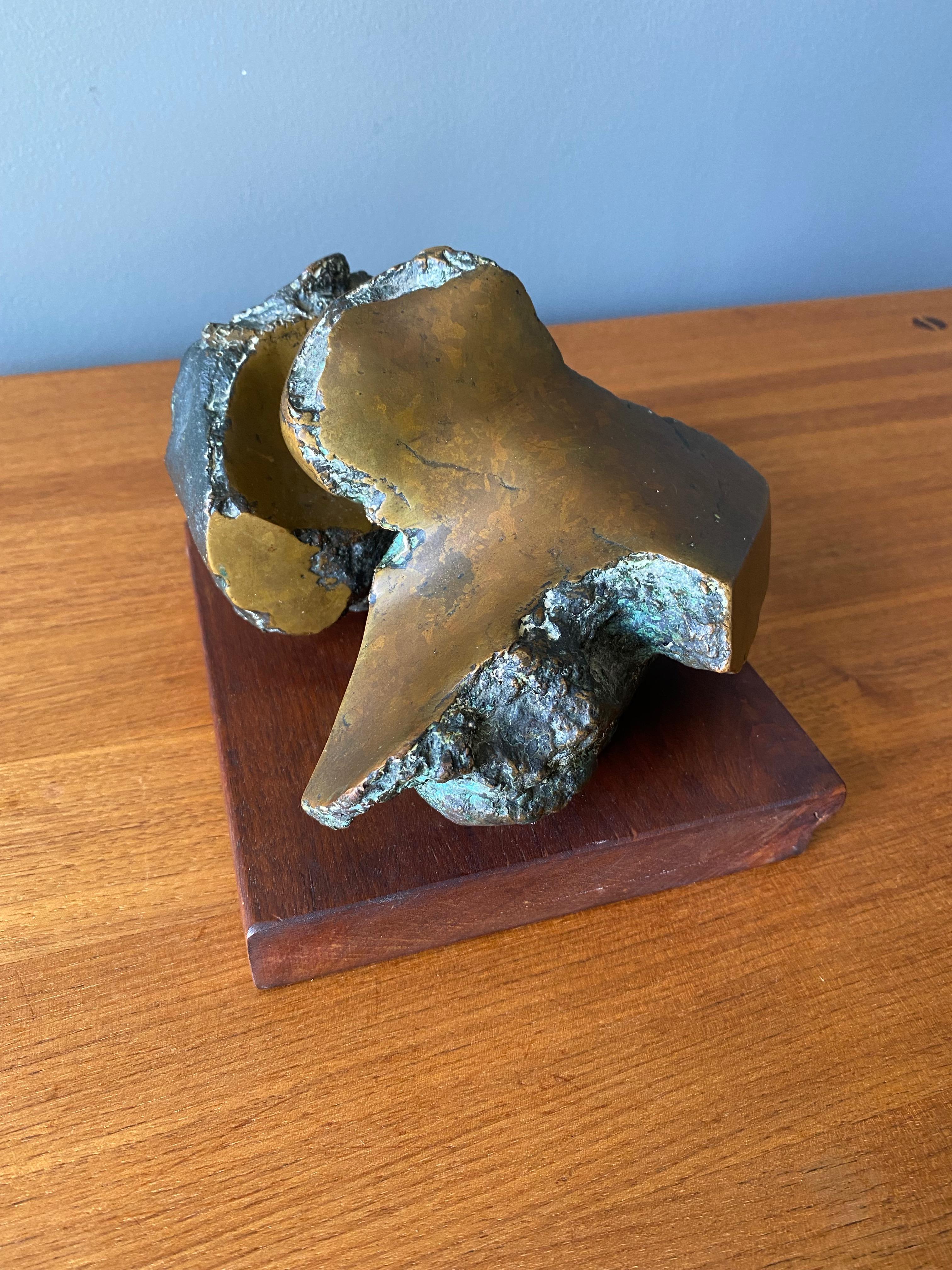 Mid Century Abstract Bronze Sculpture, Signed 1961 3