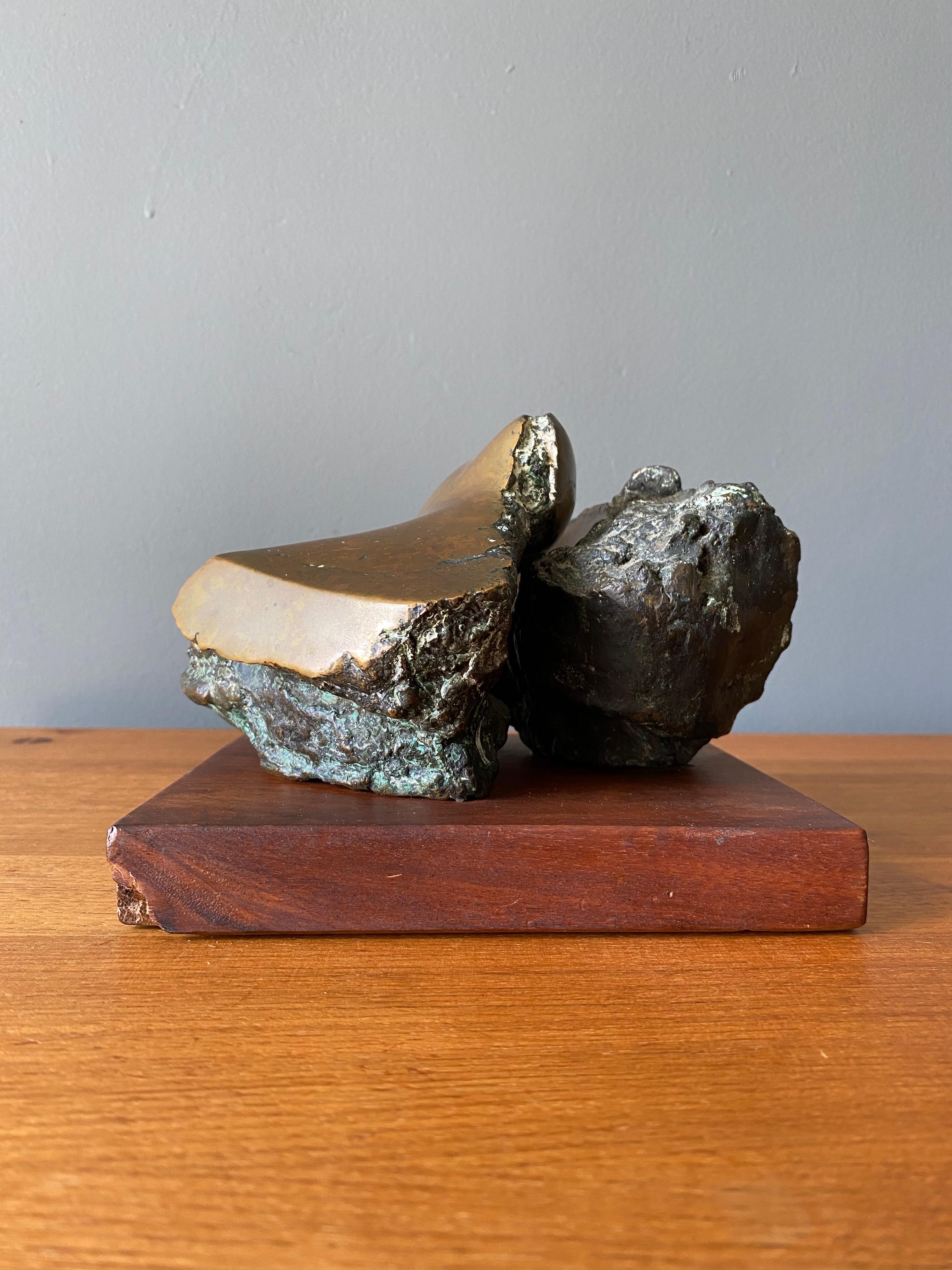 Mid Century Abstract Bronze Sculpture, Signed 1961 4