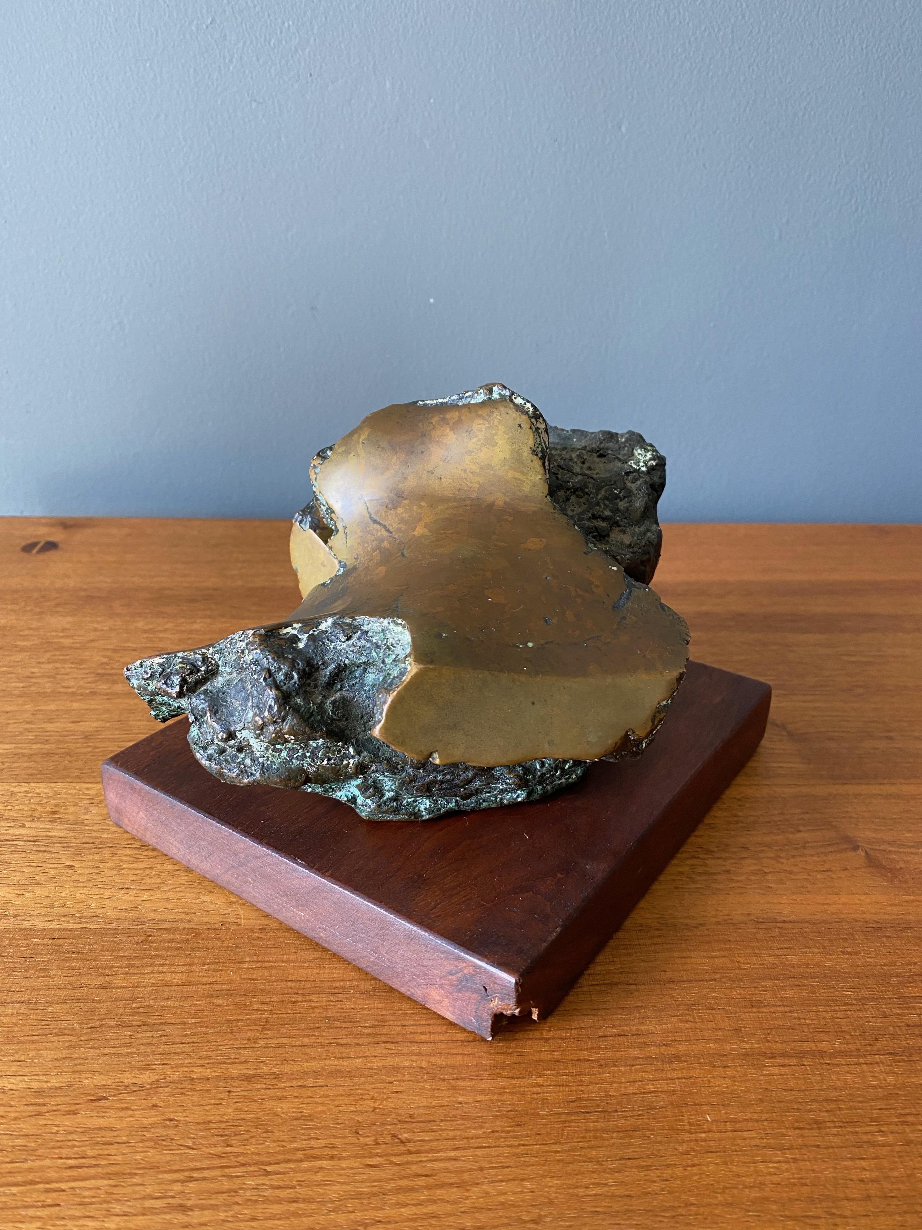 Mid Century Abstract Bronze Sculpture, Signed 1961 5