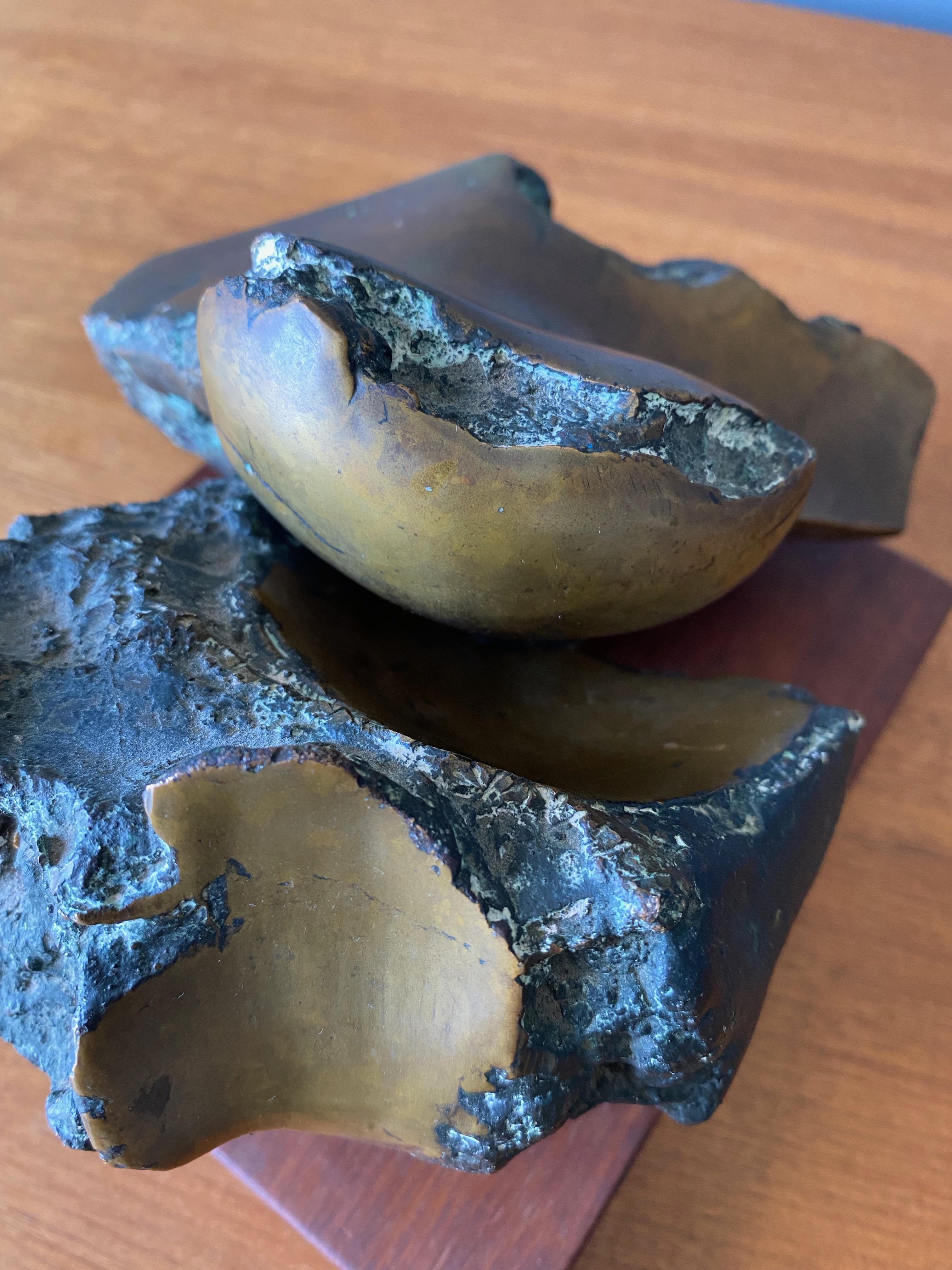 Mid Century Abstract Bronze Sculpture, Signed 1961 In Good Condition In Costa Mesa, CA