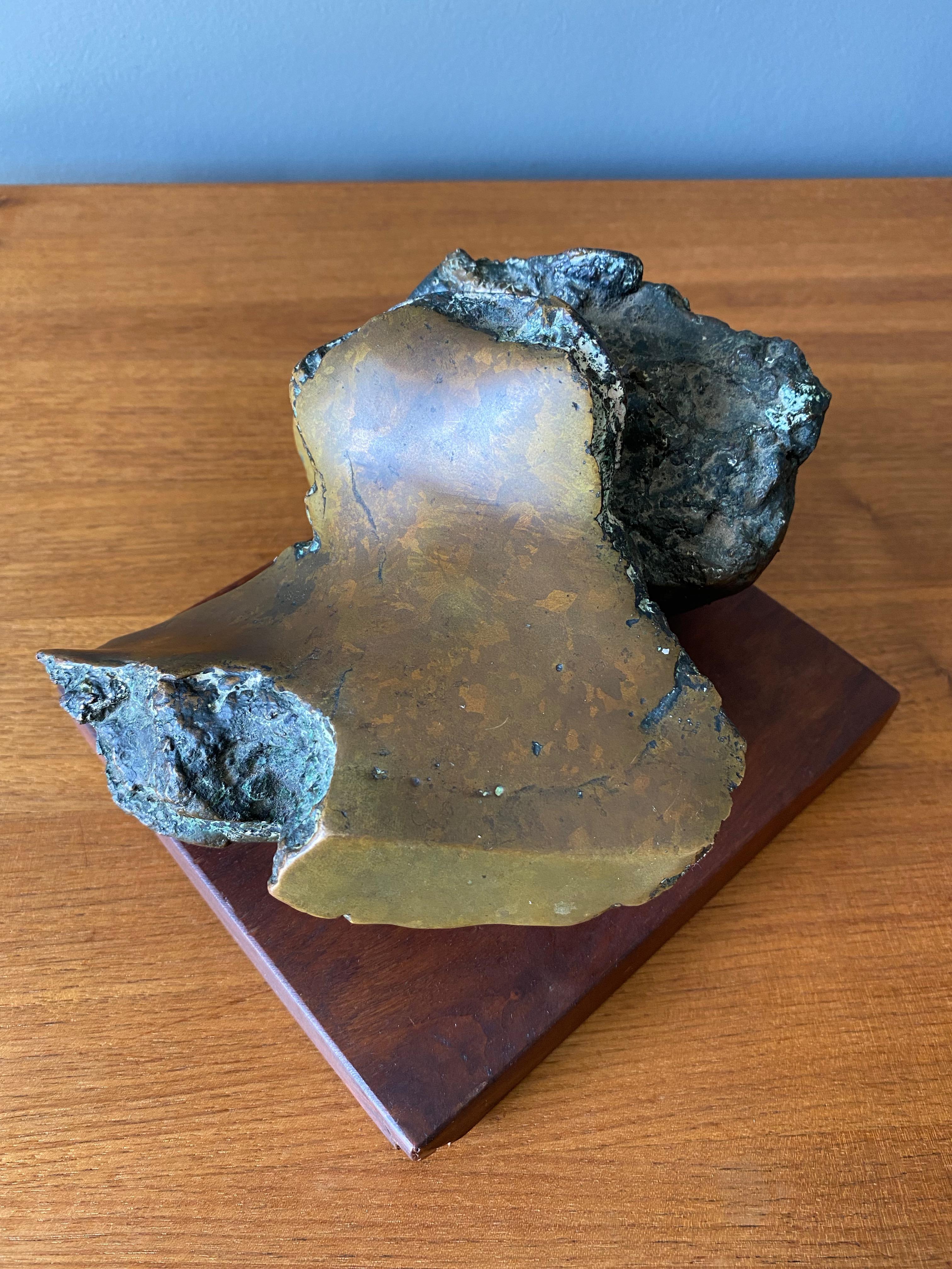 Mid Century Abstract Bronze Sculpture, Signed 1961 1
