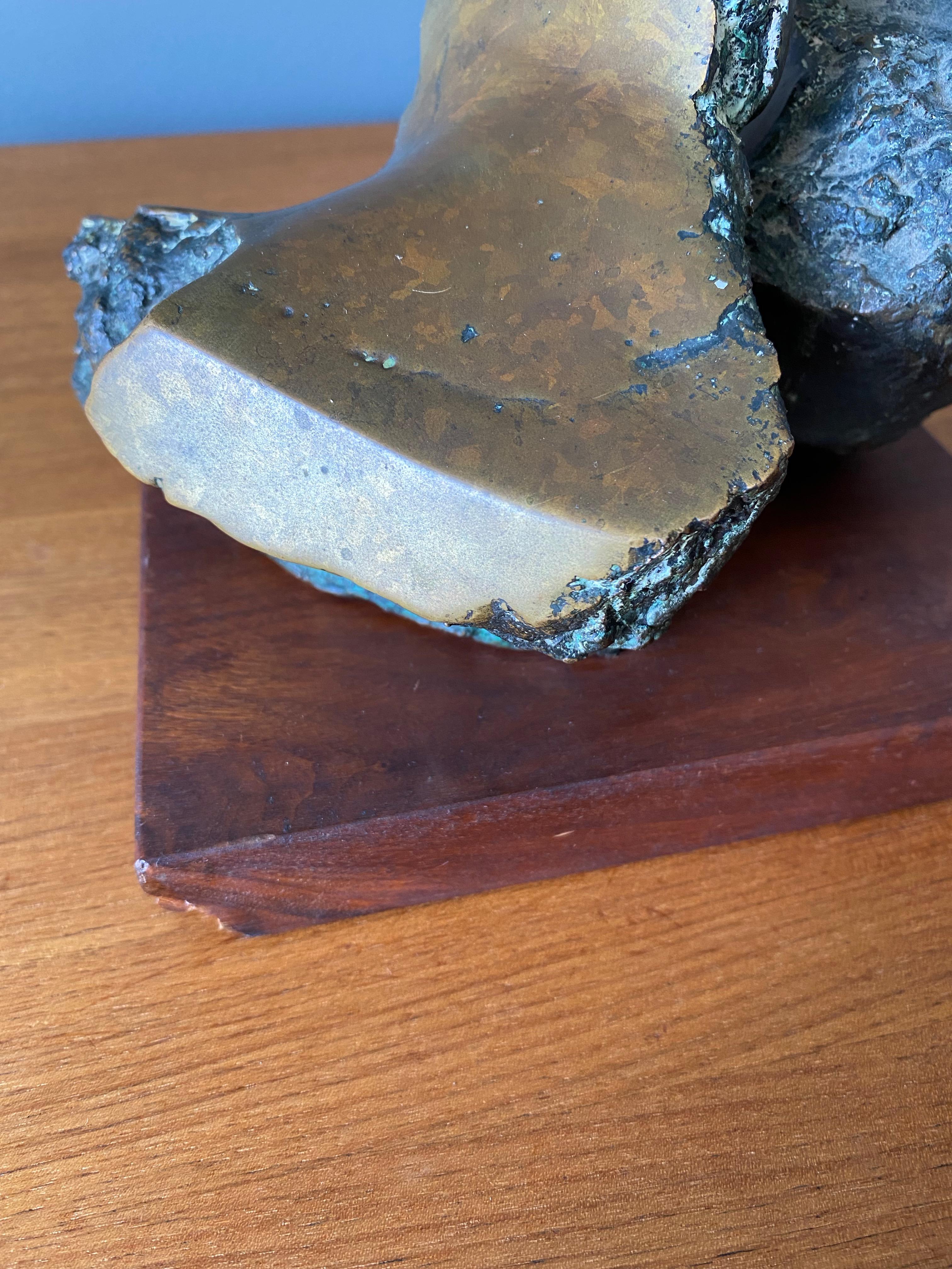 Mid Century Abstract Bronze Sculpture, Signed 1961 2