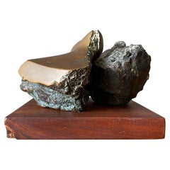 Mid Century Abstract Bronze Sculpture, Signed 1961