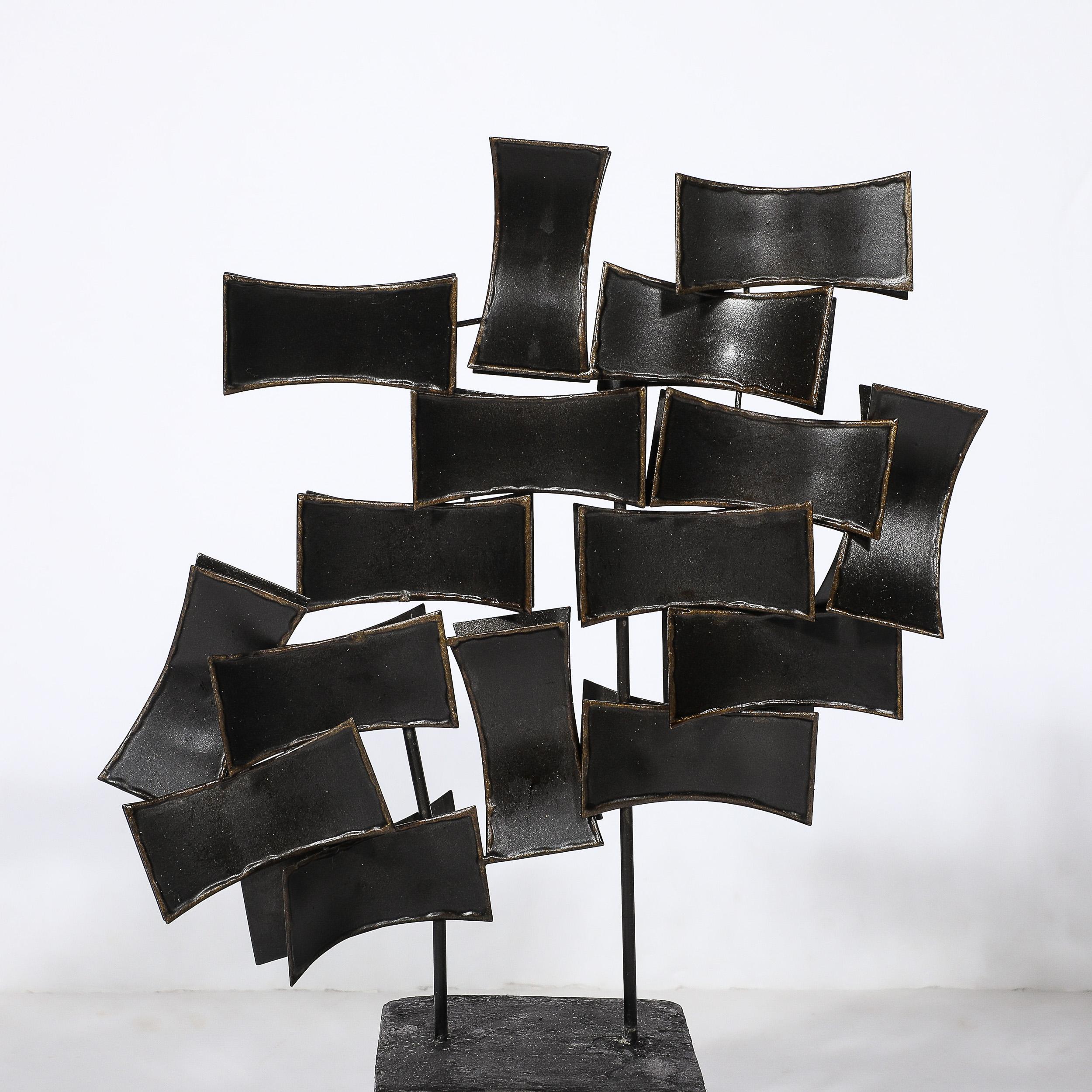 American Mid-Century Abstract Brutalist Sculpture in Cut Bronze, Manner of Curtis Jeré For Sale