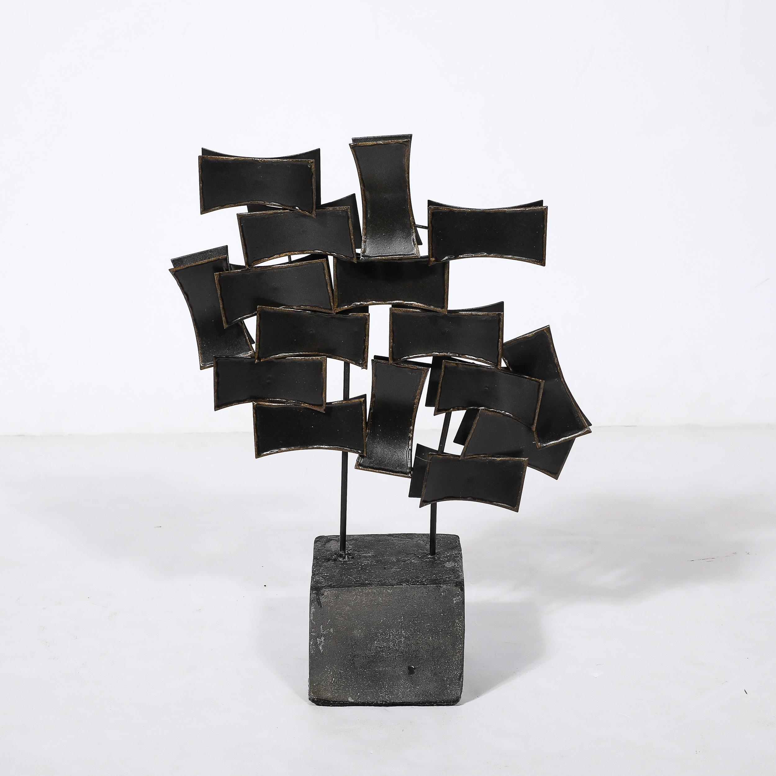 Late 20th Century Mid-Century Abstract Brutalist Sculpture in Cut Bronze, Manner of Curtis Jeré For Sale