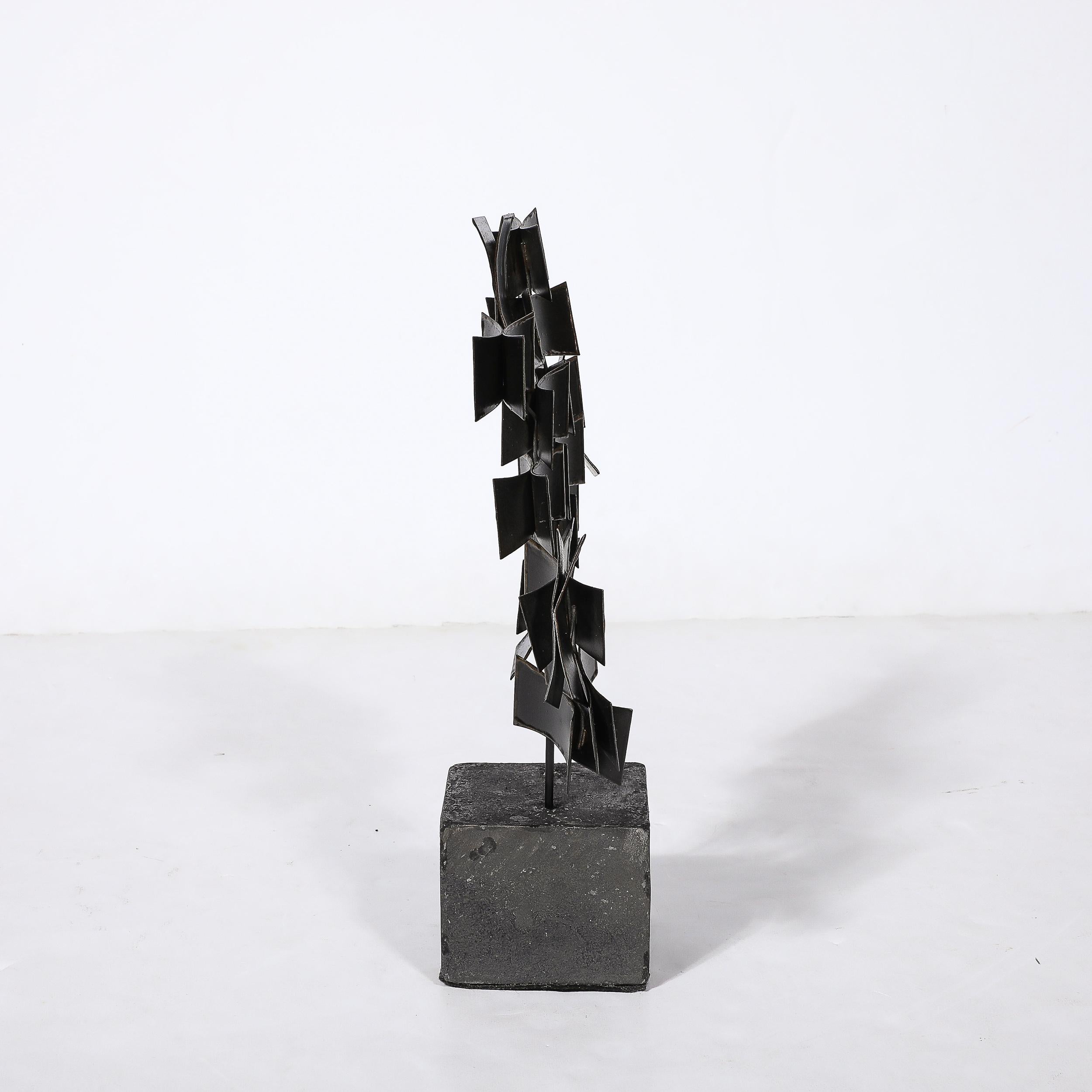 Mid-Century Abstract Brutalist Sculpture in Cut Bronze, Manner of Curtis Jeré For Sale 1