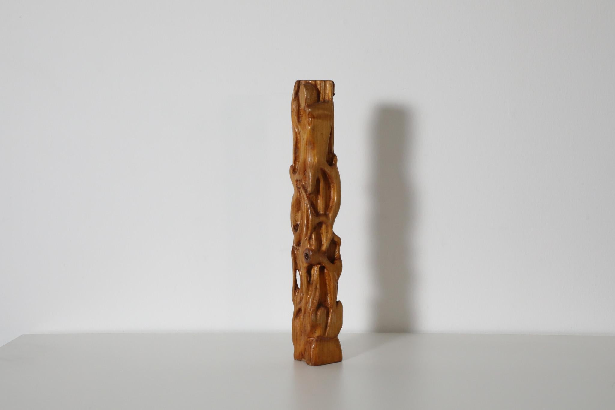 Mid-Century Modern Mid-Century Abstract Carved Pine Sculpture, circa 1970 For Sale