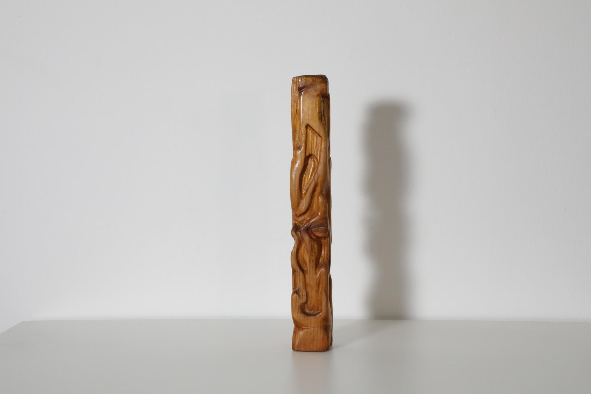 Mid-Century Abstract Carved Pine Sculpture, circa 1970 In Good Condition For Sale In Los Angeles, CA