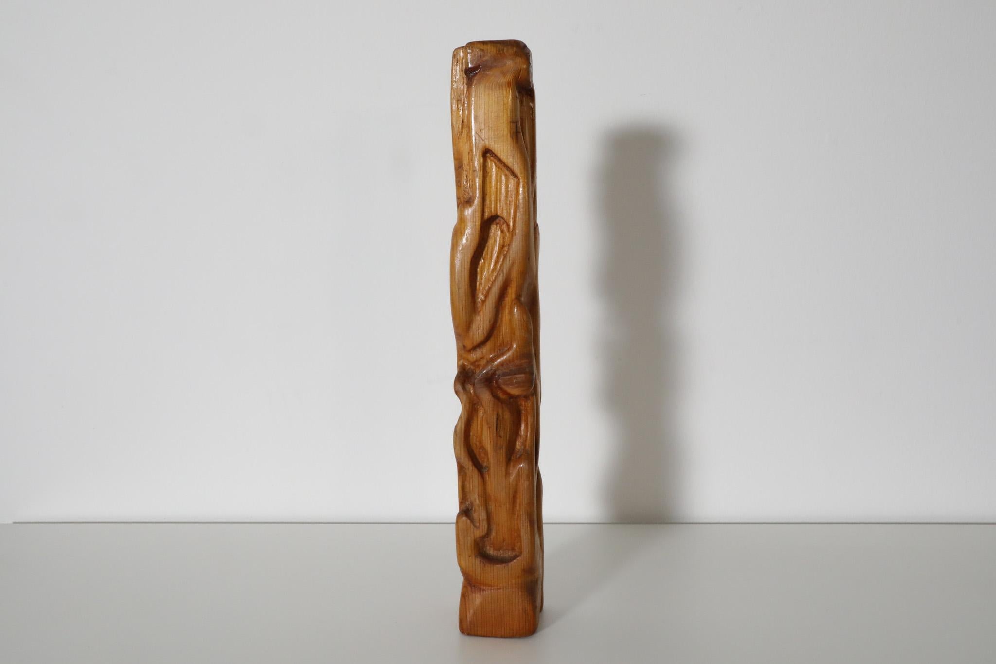 Mid-20th Century Mid-Century Abstract Carved Pine Sculpture, circa 1970 For Sale