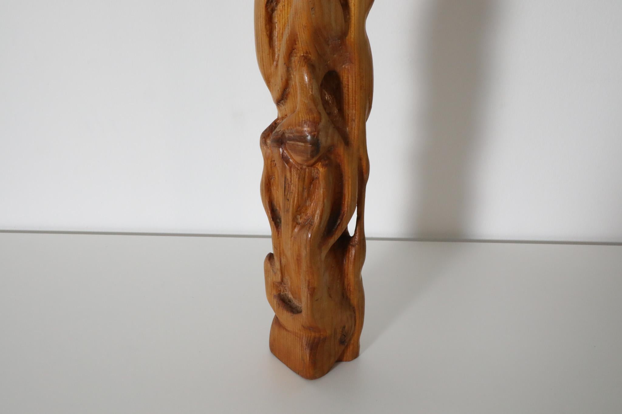 Mid-Century Abstract Carved Pine Sculpture, circa 1970 For Sale 1