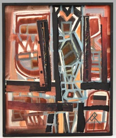 Midcentury Abstract Collage Painting André Pailler, France, 1970