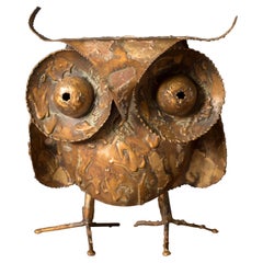 Mid Century Abstract Curtis Jere Brutalist Metal Owl Sculpture for Artisan House