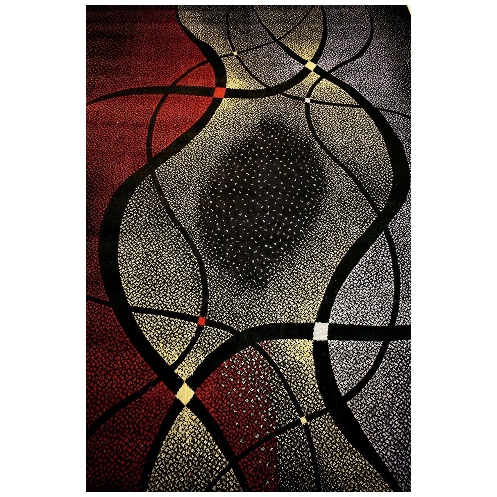 Abstrakter Design-Teppich aus der Mitte des Jahrhunderts