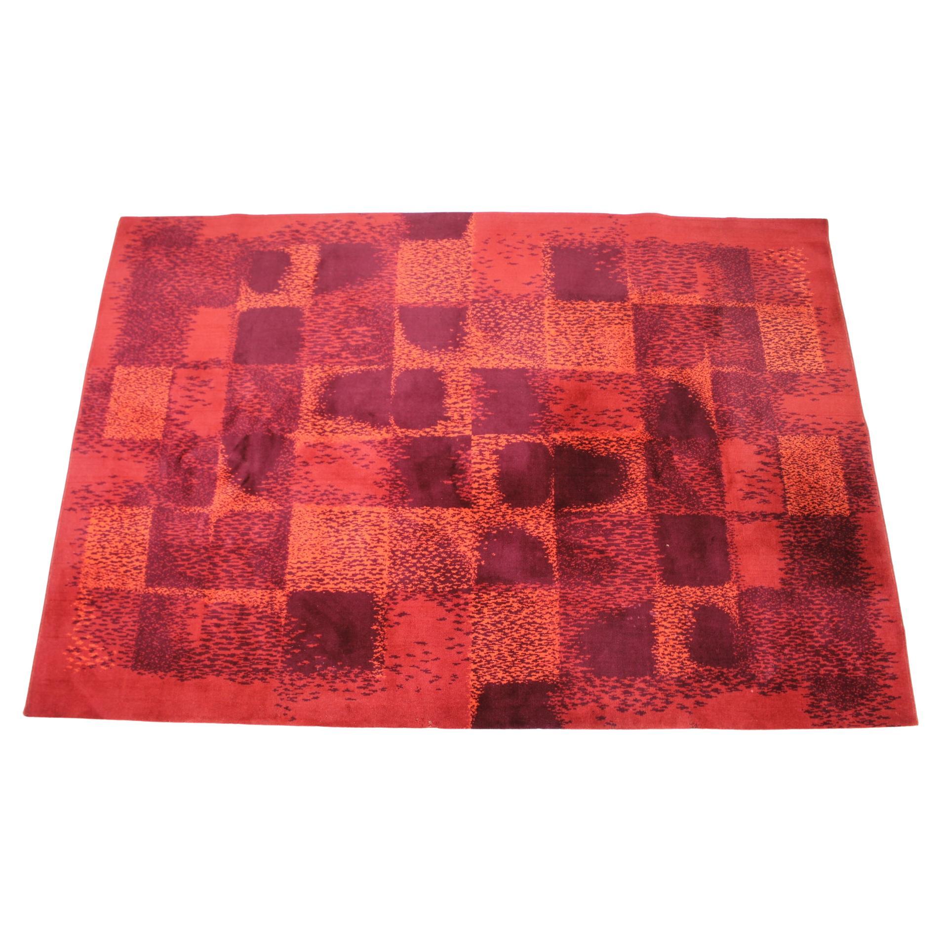 Midcentury Abstract Design Geometric Rug / Carpet, 1970s / Czechoslovakia