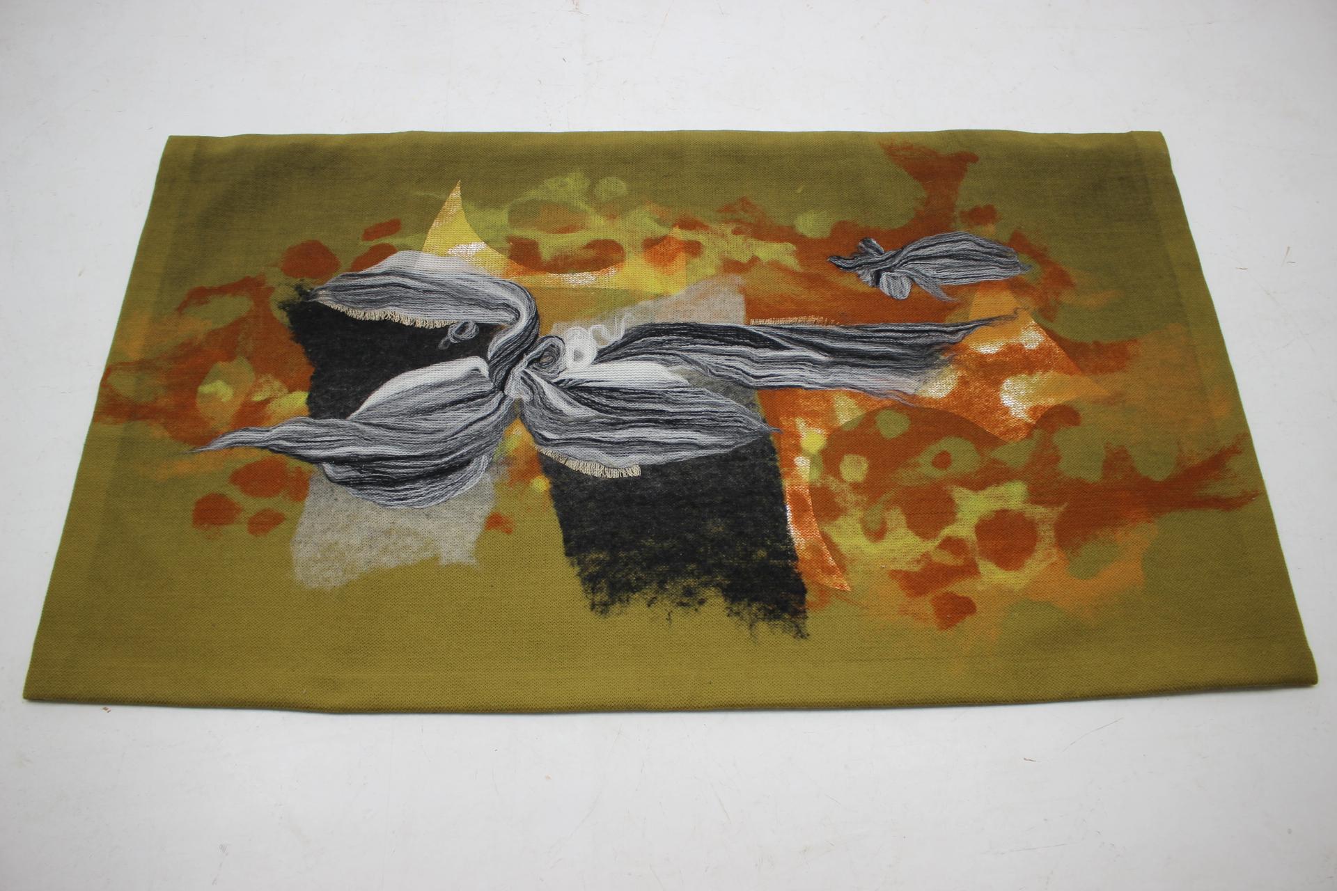 Midcentury Abstract Design Handmade Wool Tapestry, 1960s In Good Condition In Praha, CZ