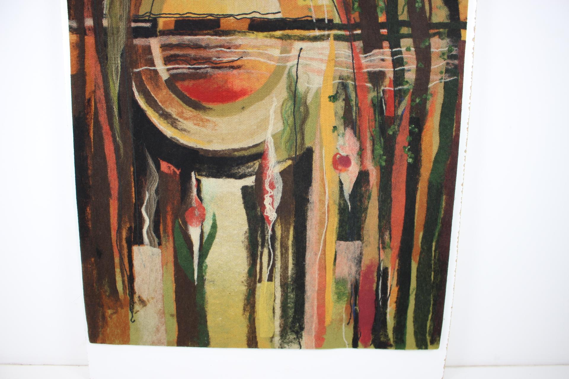 Mid-Century Abstract Design Handmade Wool Tapestry Designed by Ivana Staňková In Good Condition In Praha, CZ