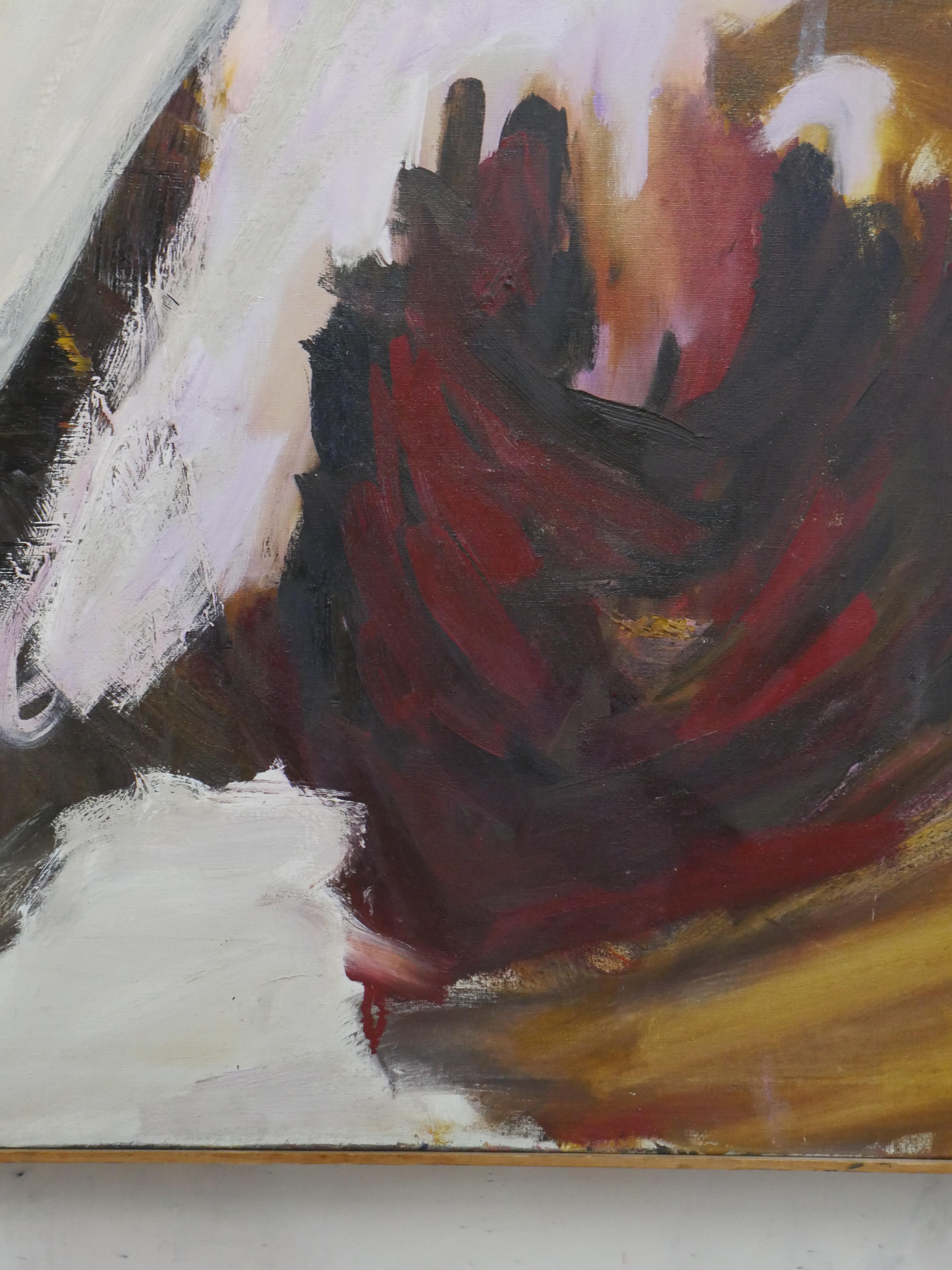 Large Mid-Century Abstract Expressionism Framed Oil on Canvas Painting im Angebot 1