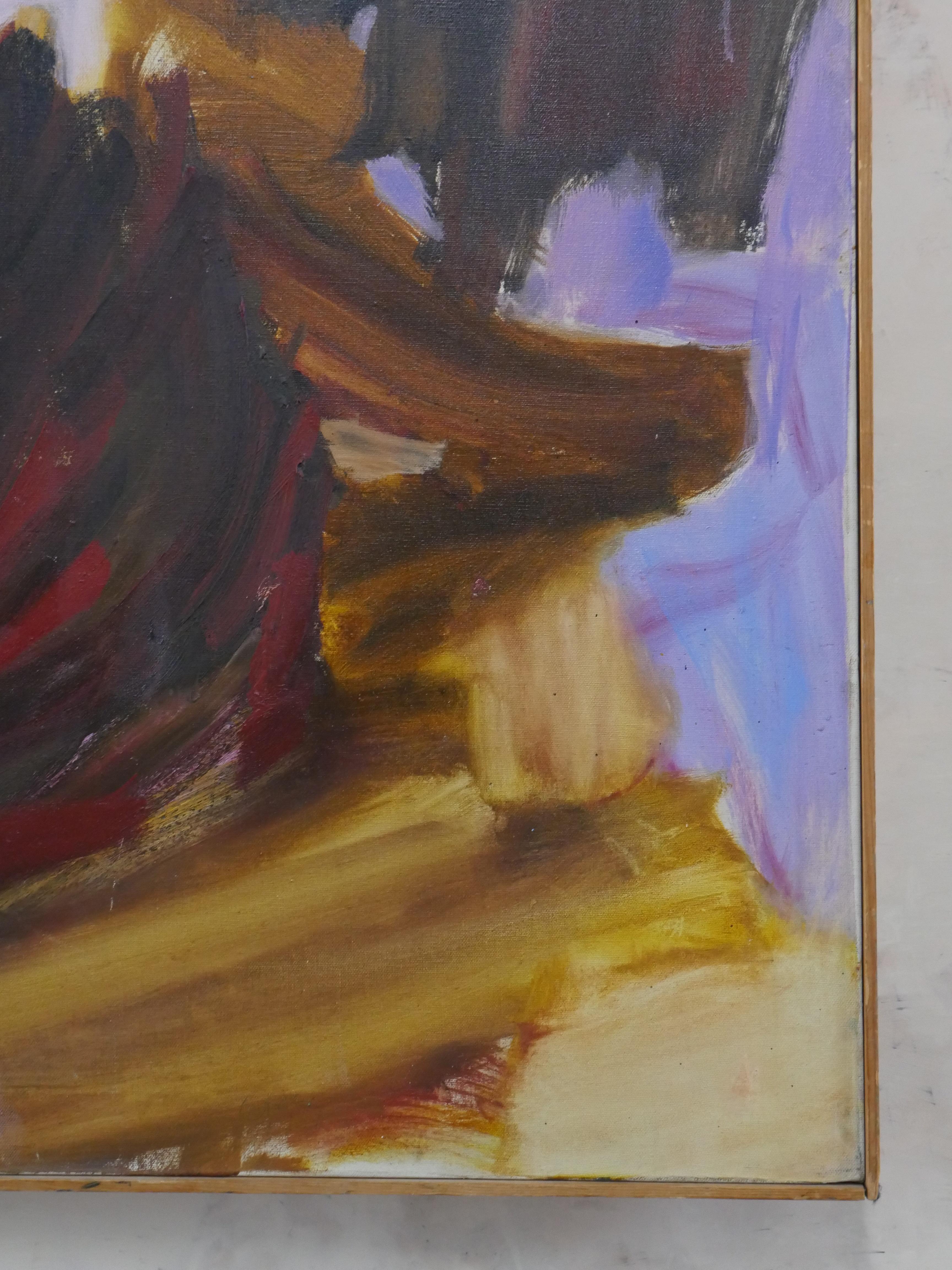 Large Mid-Century Abstract Expressionism Framed Oil on Canvas Painting im Angebot 2