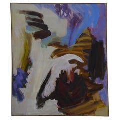 Large Mid-Century Abstract Expressionism Framed Oil on Canvas Painting