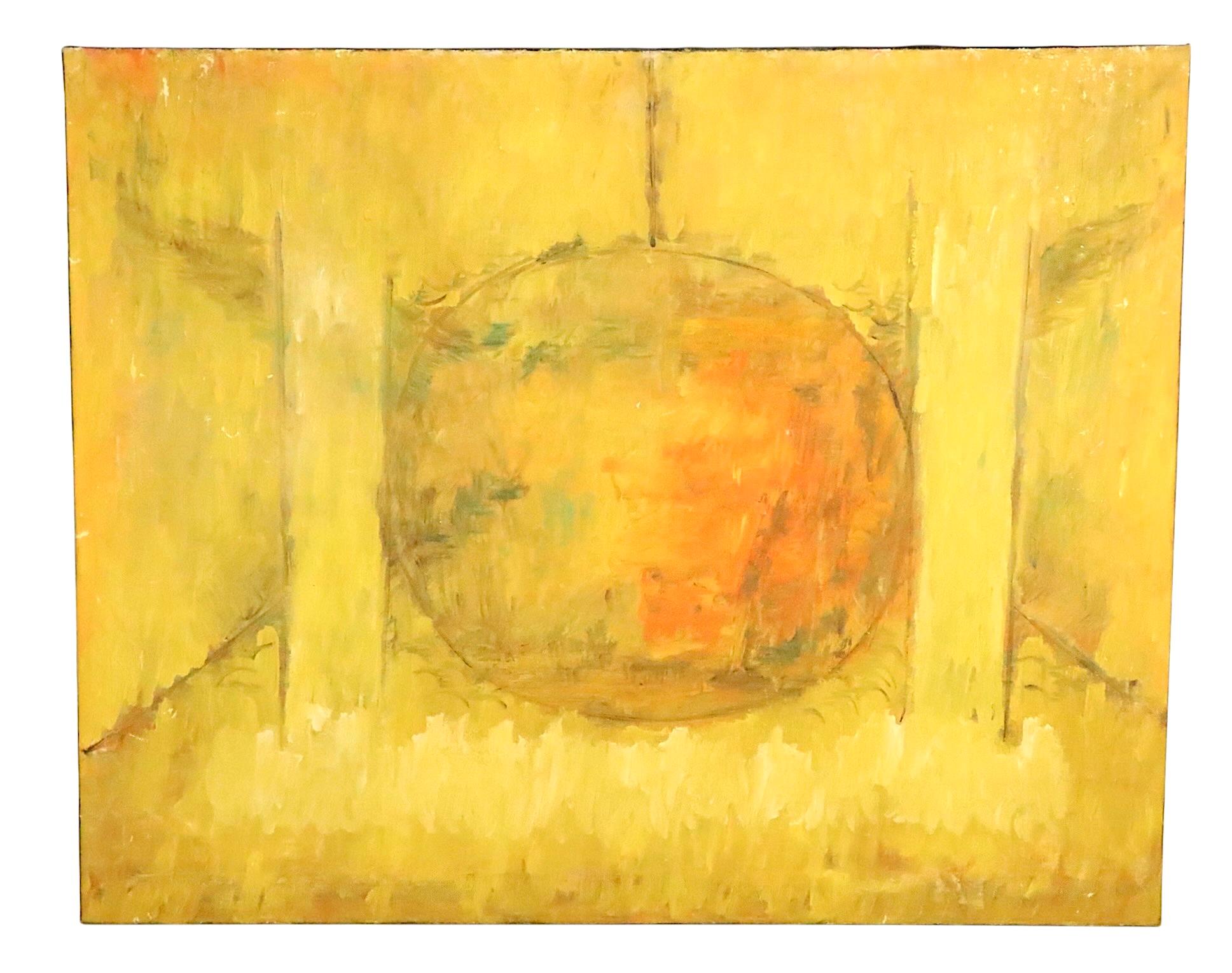 Abstraktes expressionistisches Originalgemälde in Acryl auf Leinwand von Jules Granowitz, circa 1950er Jahre. Herr Granowitz war ein an der Cooper Union ausgebildeter und in NYC ansässiger  Künstler, der eine künstlerische Laufbahn eingeschlagen