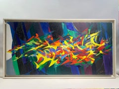 Abstraktes expressionistisches Gemälde von G. Bordier aus der Mitte des Jahrhunderts, signiert, Frankreich, 1950er Jahre