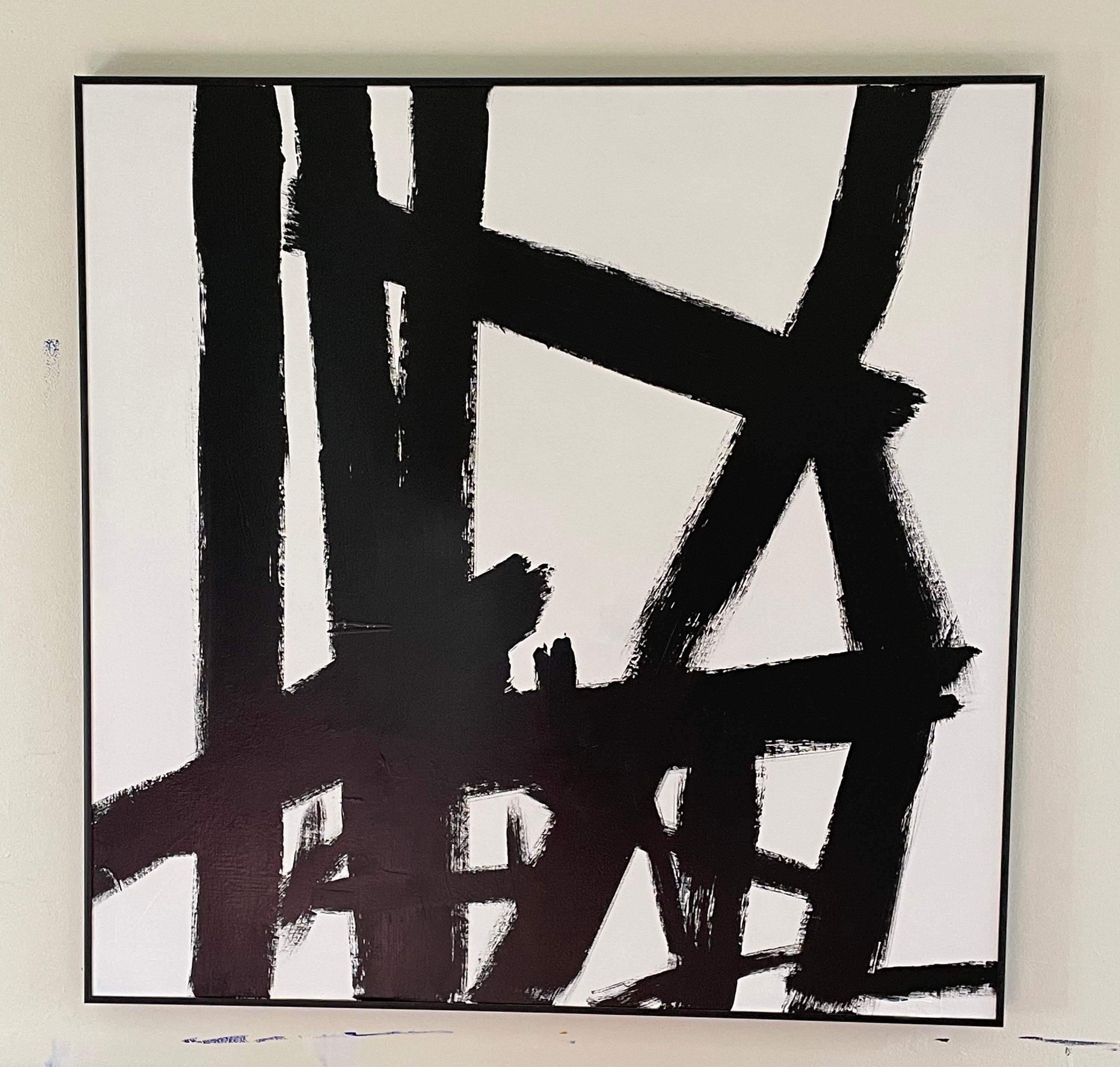 Canvas Mid Century Abstract Expressionist Painting in the Style of Franz Kline