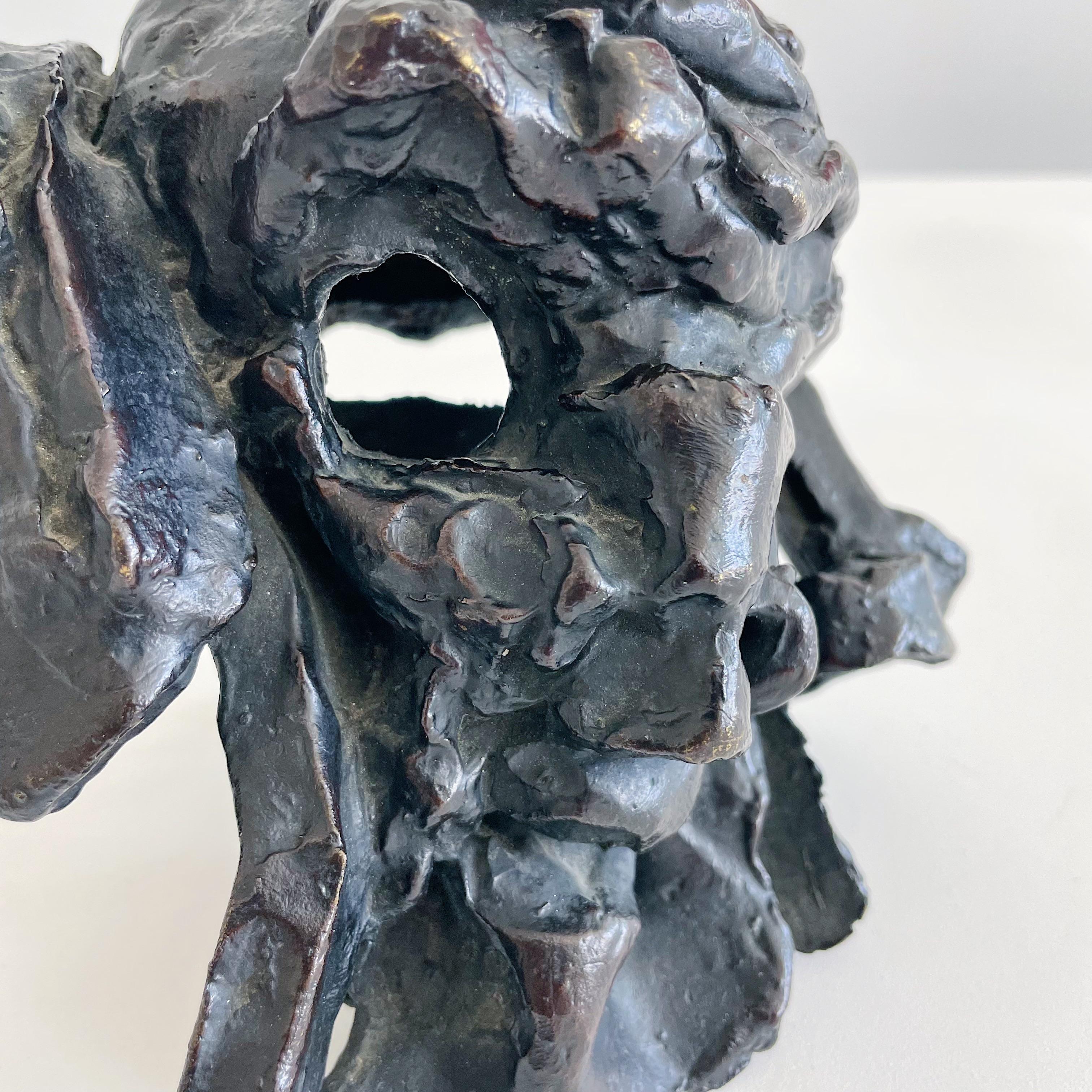 Mid-Century moderno Scultura in bronzo con volto astratto di Jean Robert Ipousteguy, metà del secolo scorso in vendita